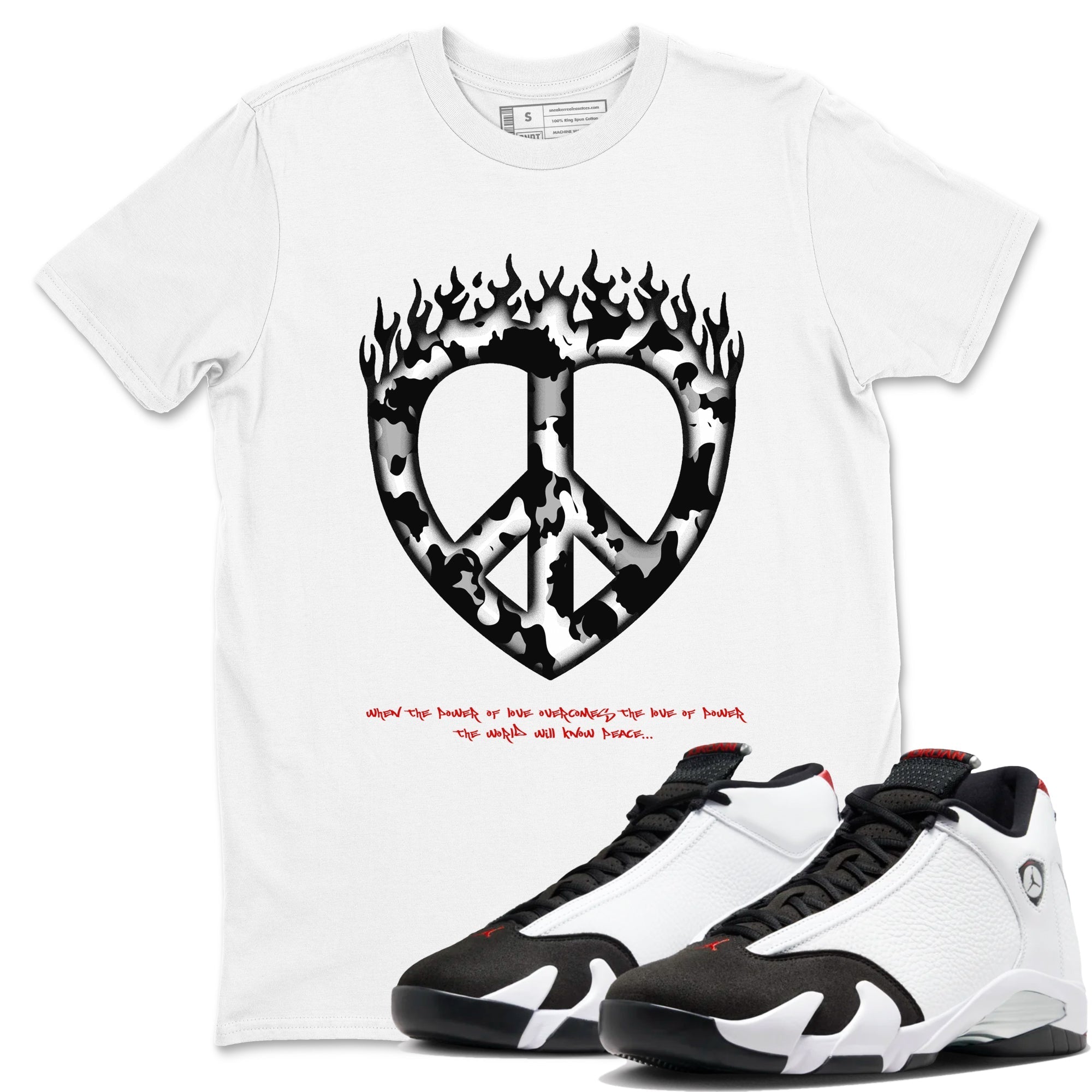 Love Peace snkmatch Tees - Air Jordan 14 Black Toe