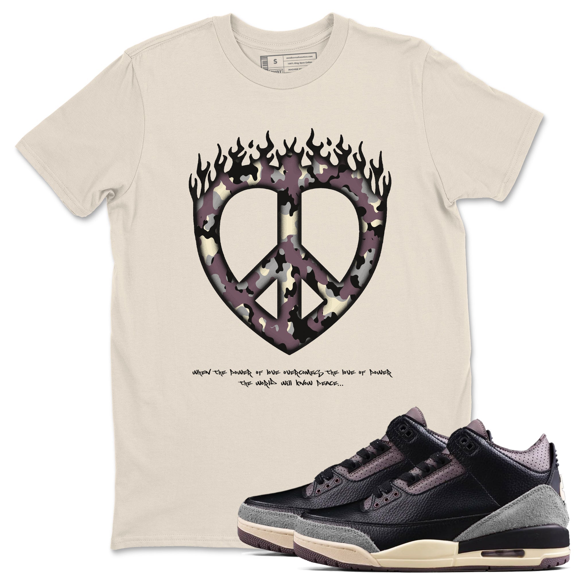 Love Peace snkmatch Tees - Air Jordan 3 A Ma Maniere x Black