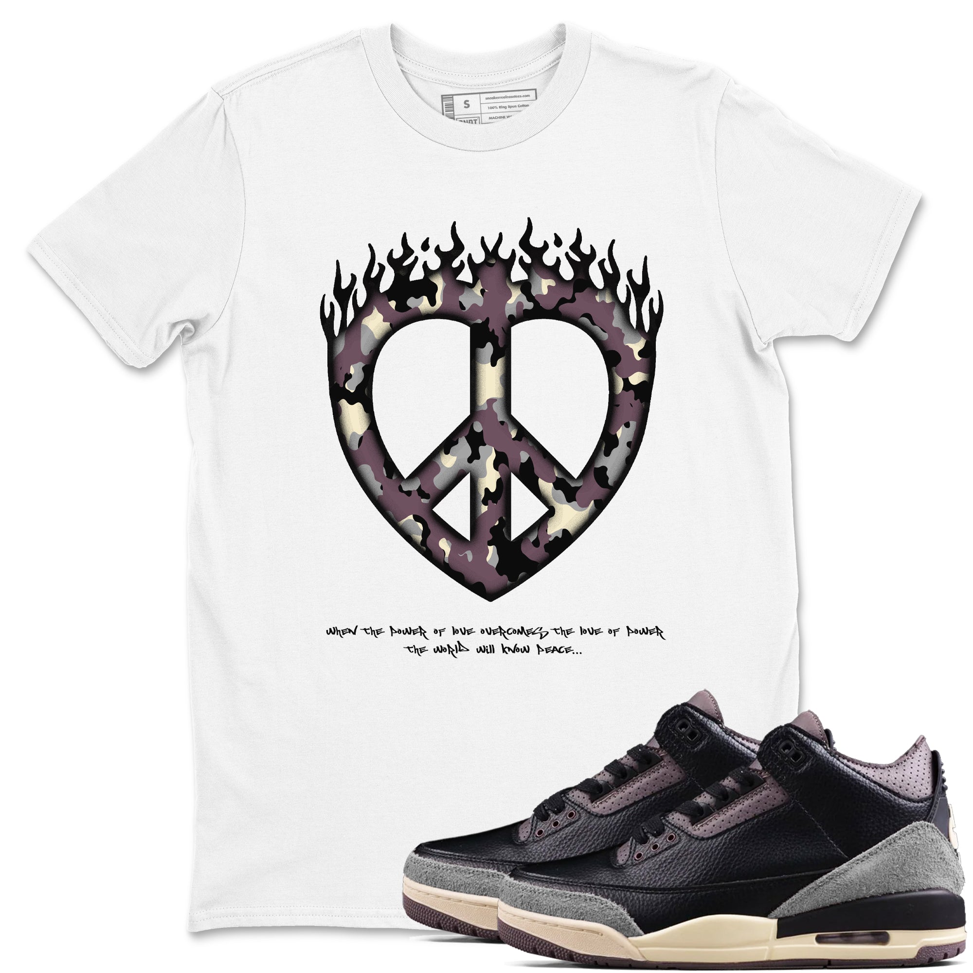 Love Peace snkmatch Tees - Air Jordan 3 A Ma Maniere x Black