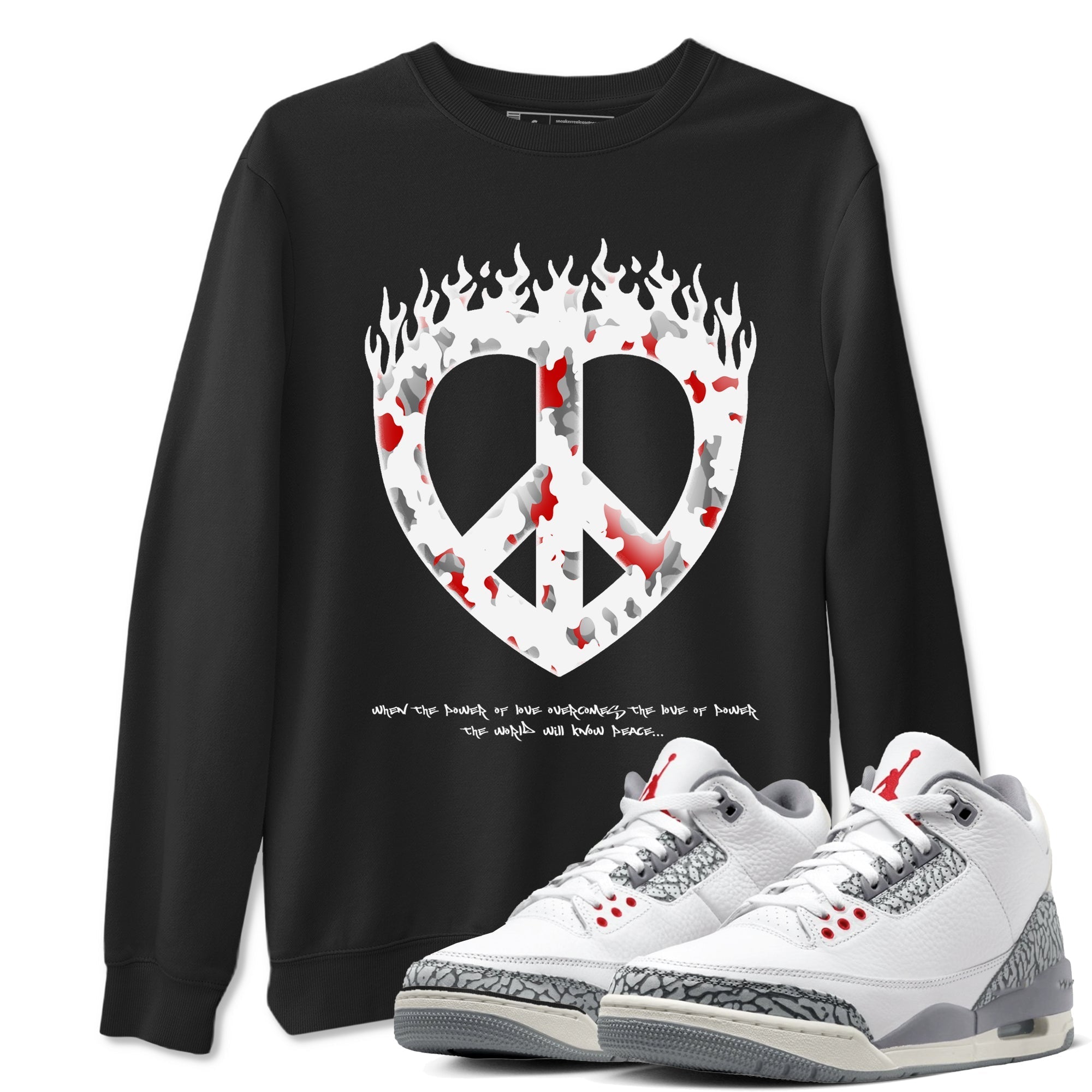 Love Peace snkmatch Tees - Air Jordan 3 Cement Grey