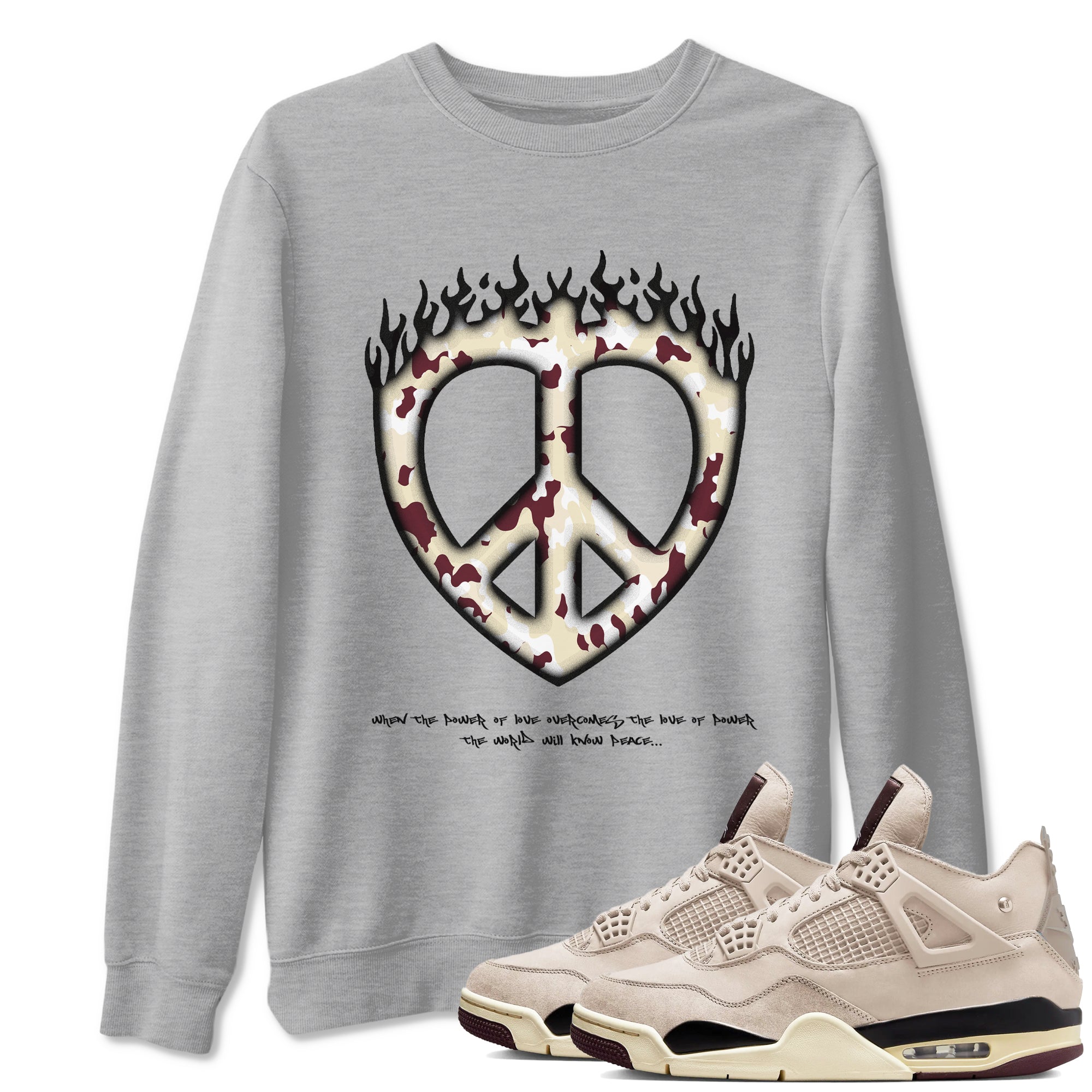 Love Peace snkmatch Tees - Air Jordan 4 A Ma Maniere x Fossil Stone