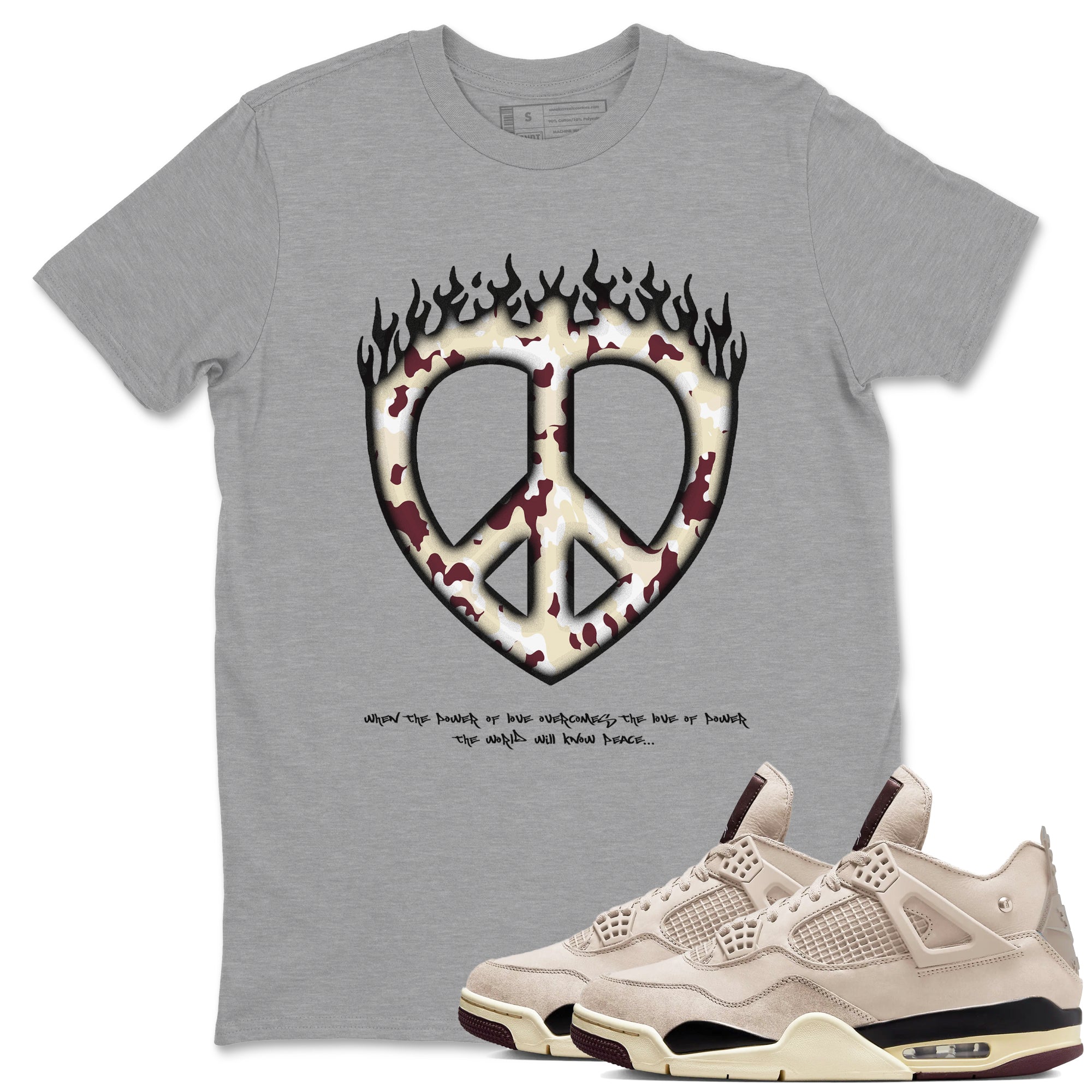 Love Peace snkmatch Tees - Air Jordan 4 A Ma Maniere x Fossil Stone