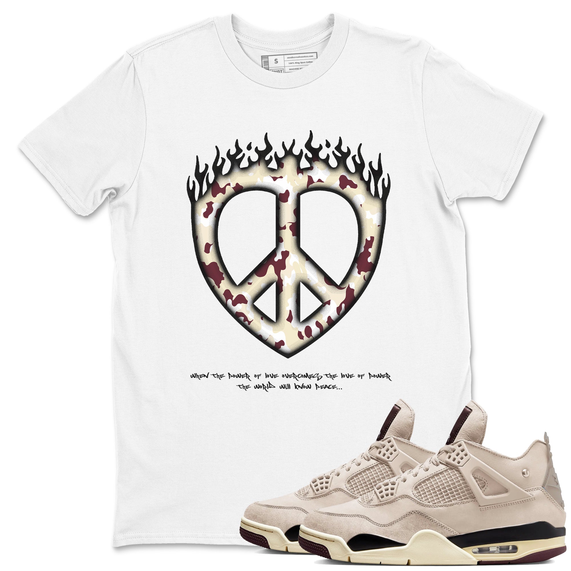Love Peace snkmatch Tees - Air Jordan 4 A Ma Maniere x Fossil Stone