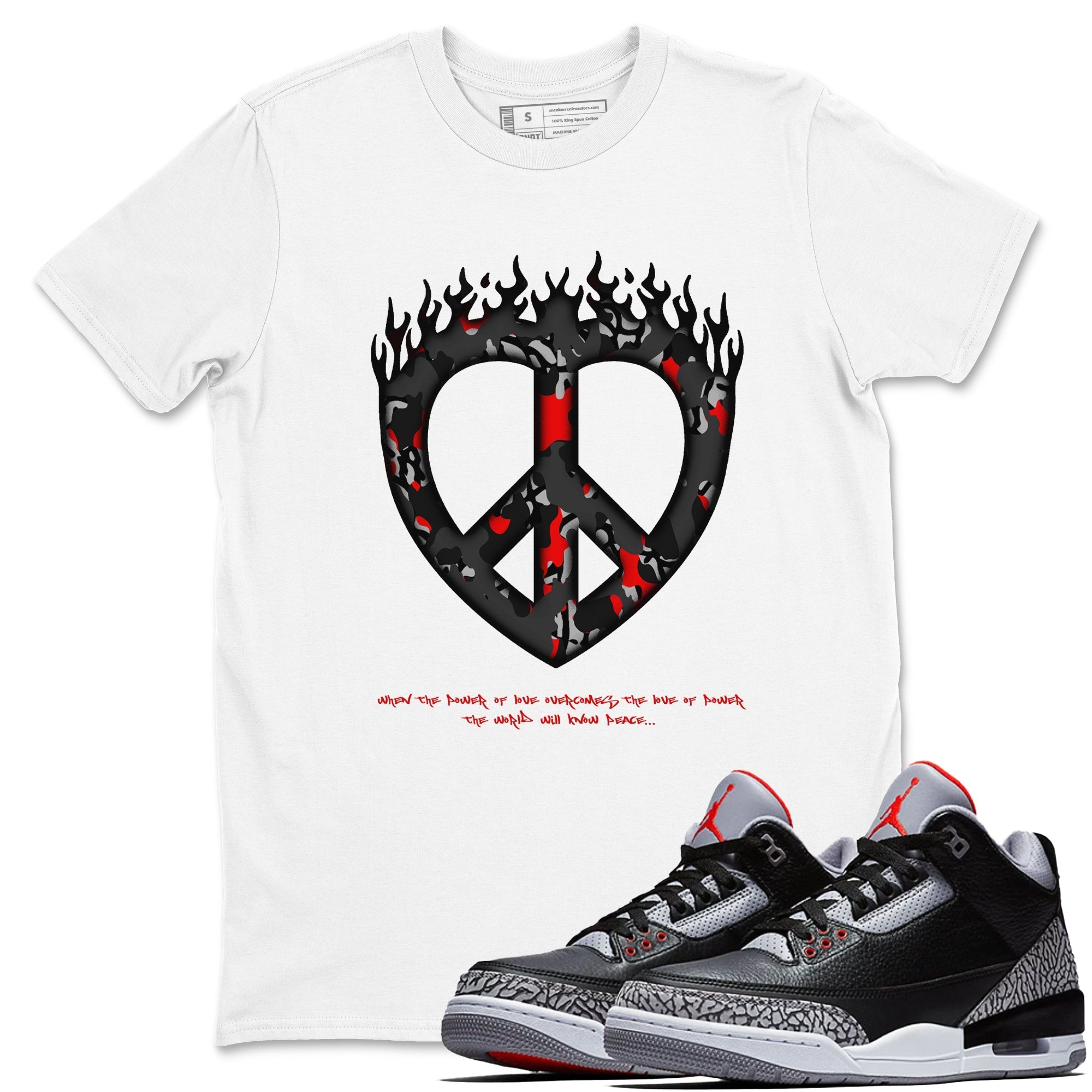 Love Peace snkmatch Tees - Air Jordan 3 Black Cement