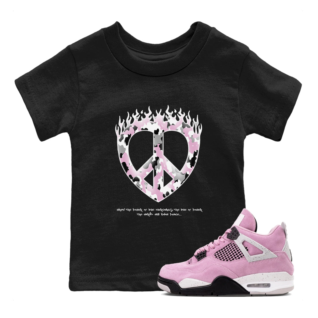 Love Peace snkmatch Tees Kids - Air Jordan 4 Orchid