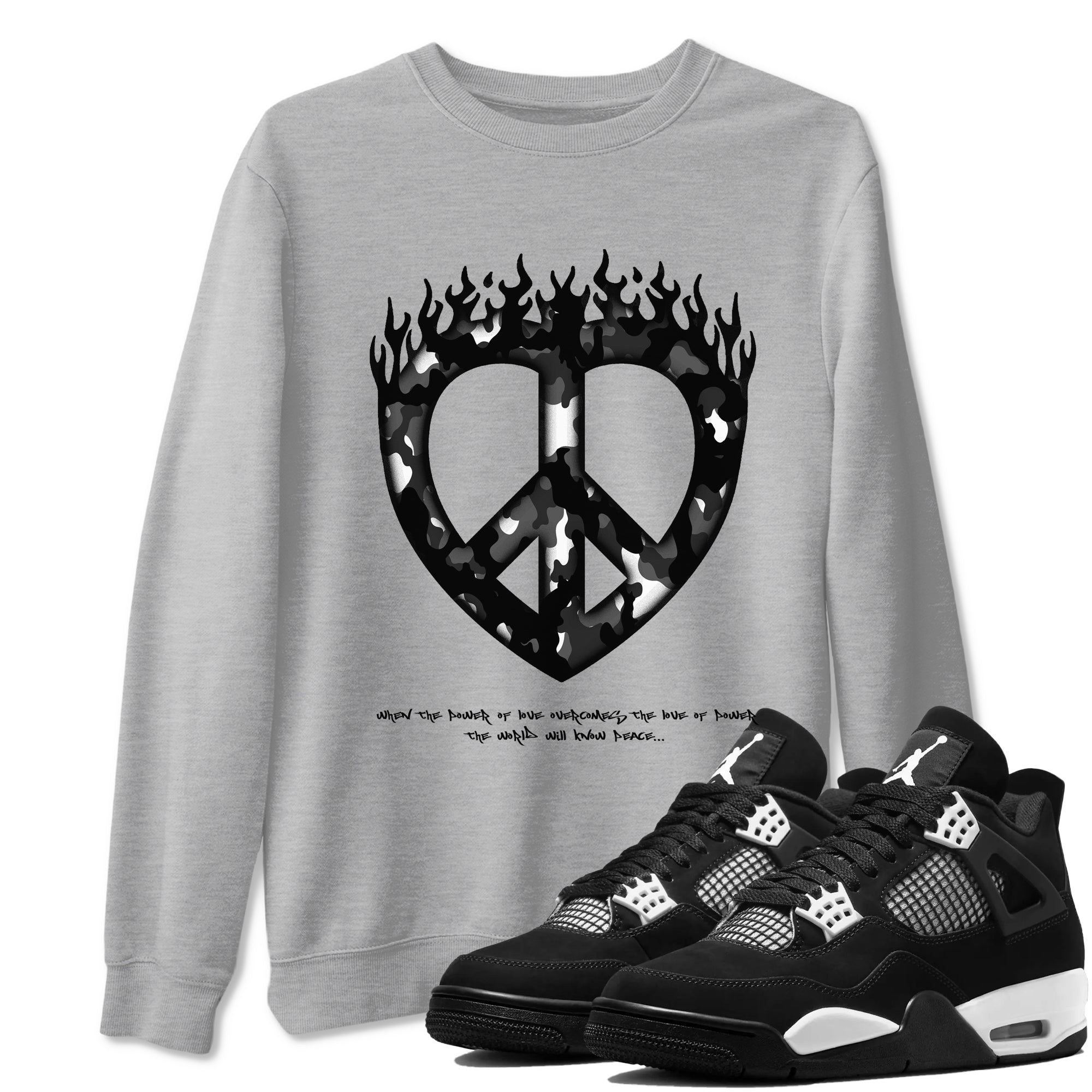 Love Peace snkmatch Tees - Air Jordan 4 White Thunder