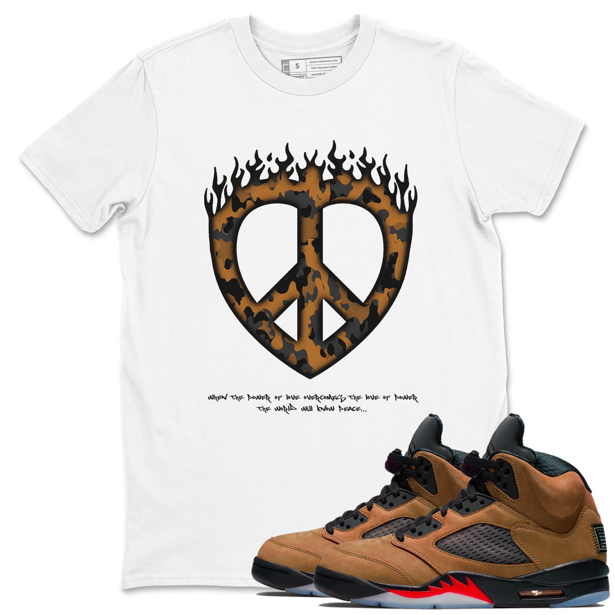 Love Peace snkmatch Tees - Air Jordan 5 Archaeo Brown