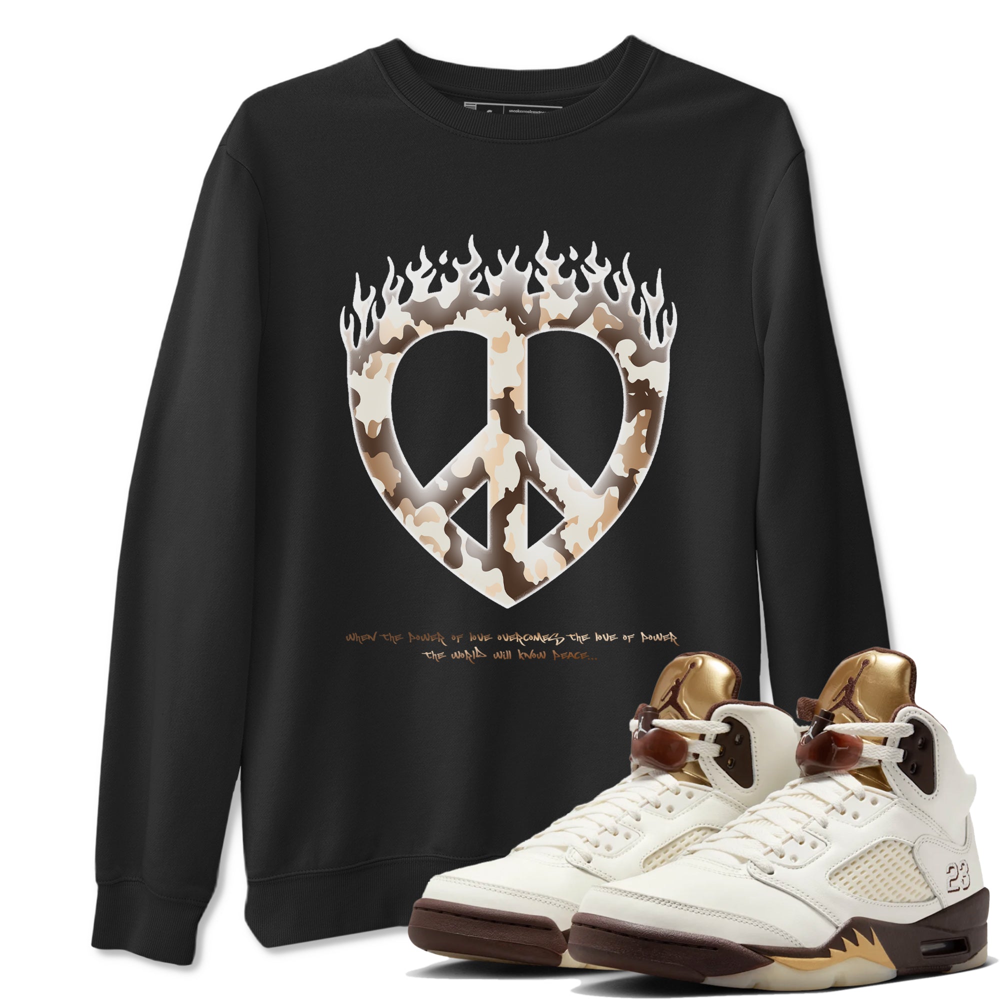 Love Peace snkmatch Tees - Air Jordan 5 Golden Ticket