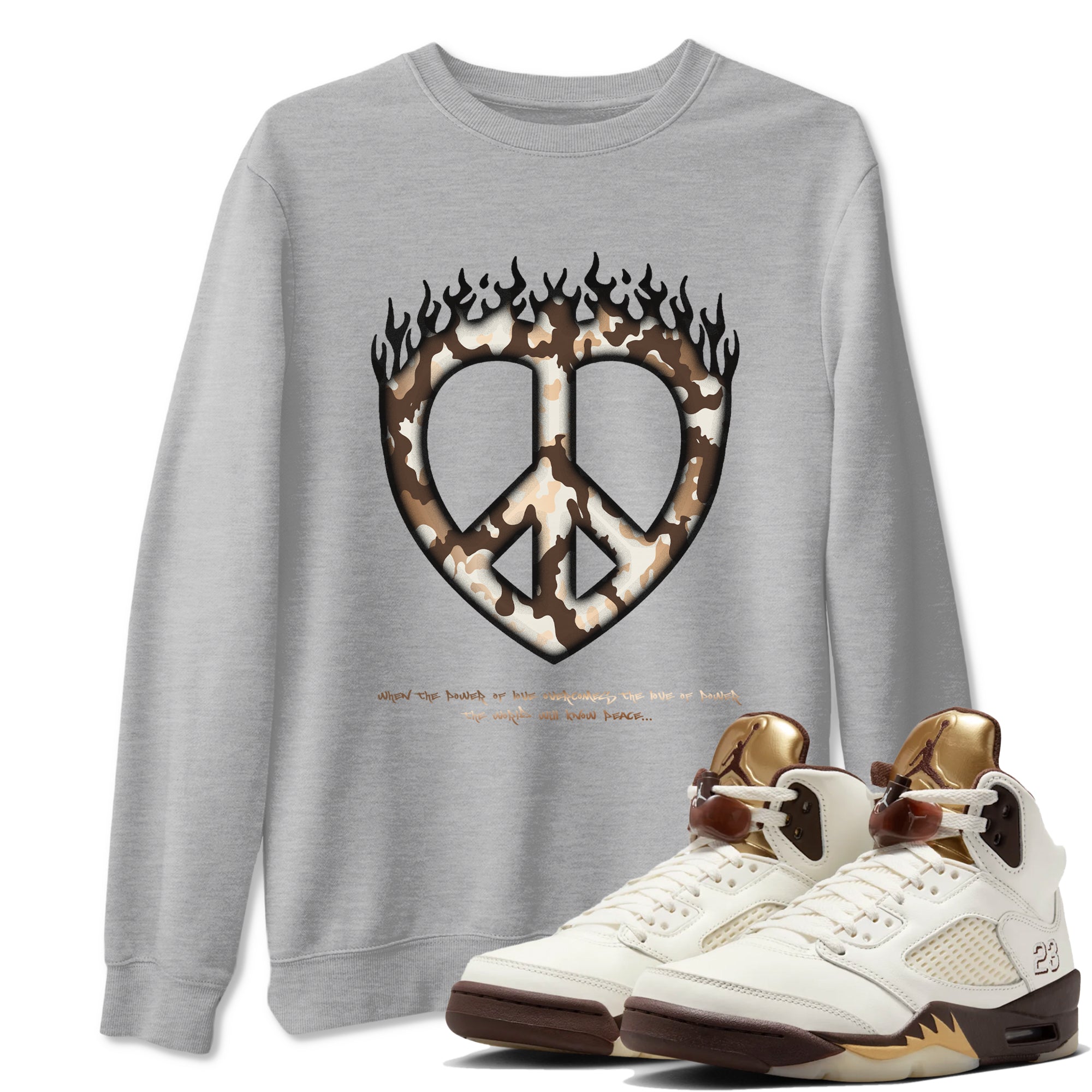Love Peace snkmatch Tees - Air Jordan 5 Golden Ticket