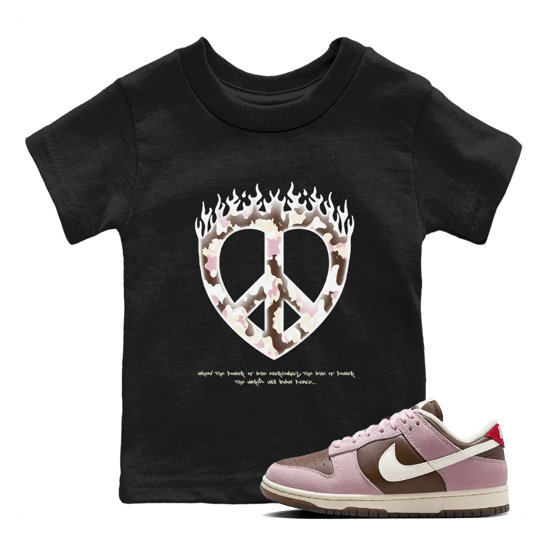 Love Peace snkmatch Tees Kids - Dunk Cacao Wow And Pink Foam