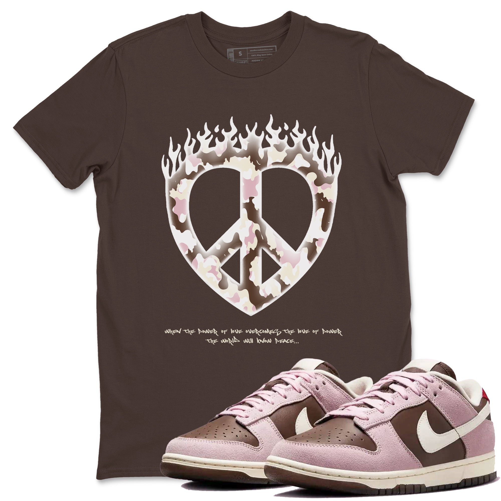 Love Peace snkmatch Tees - Dunk Cacao Wow And Pink Foam