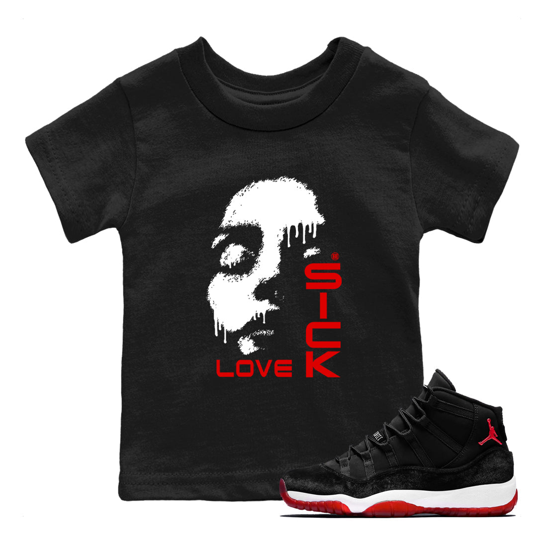 Love Sick snkmatch Tees Kids - Air Jordan 11 Bred Velvet