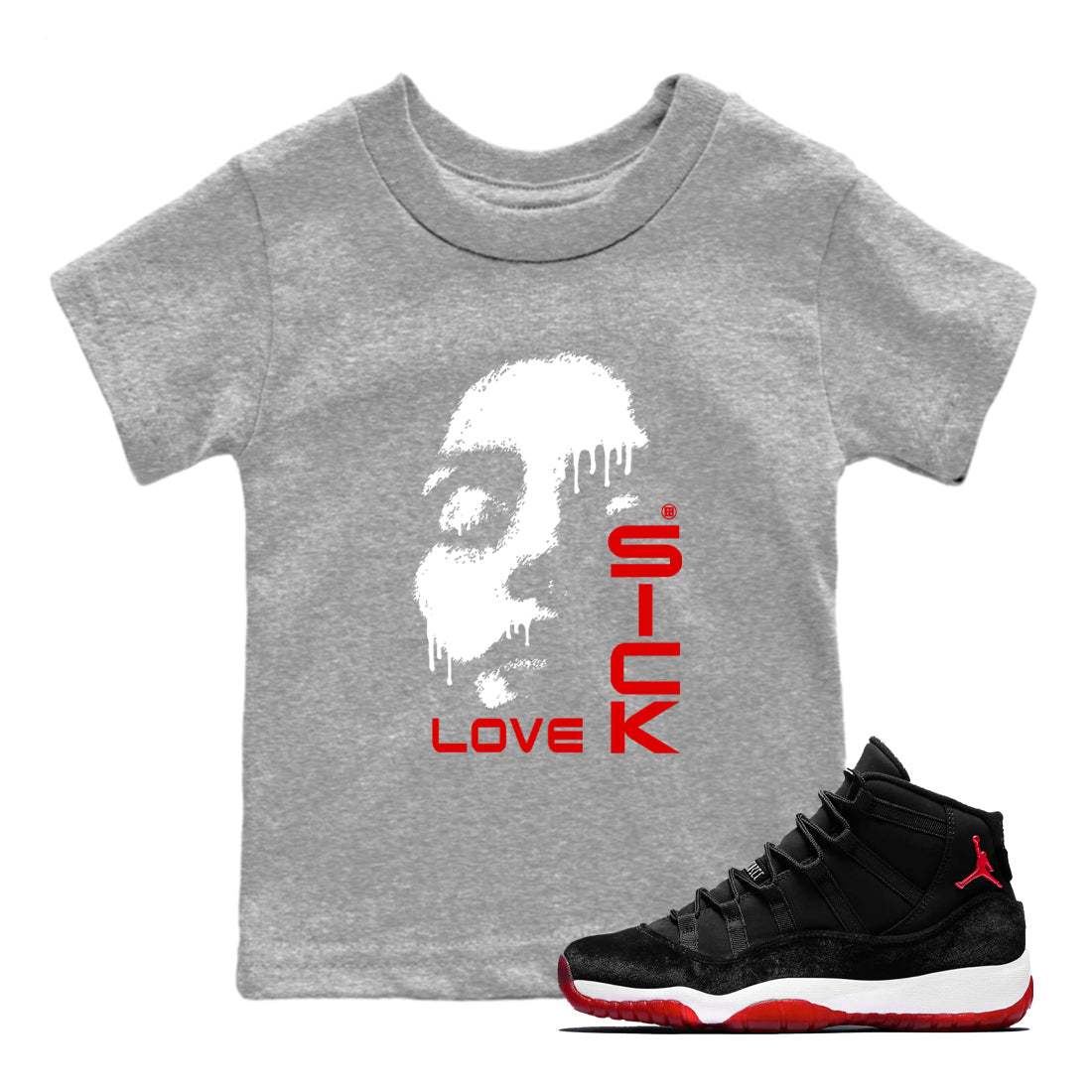 Love Sick snkmatch Tees Kids - Air Jordan 11 Bred Velvet