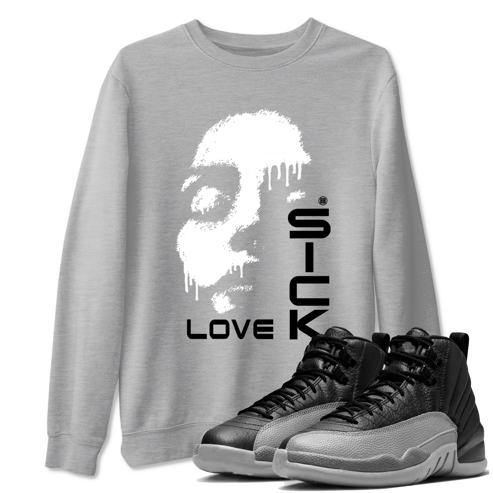 Love Sick snkmatch Tees - Air Jordan 12 Black Wolf Grey