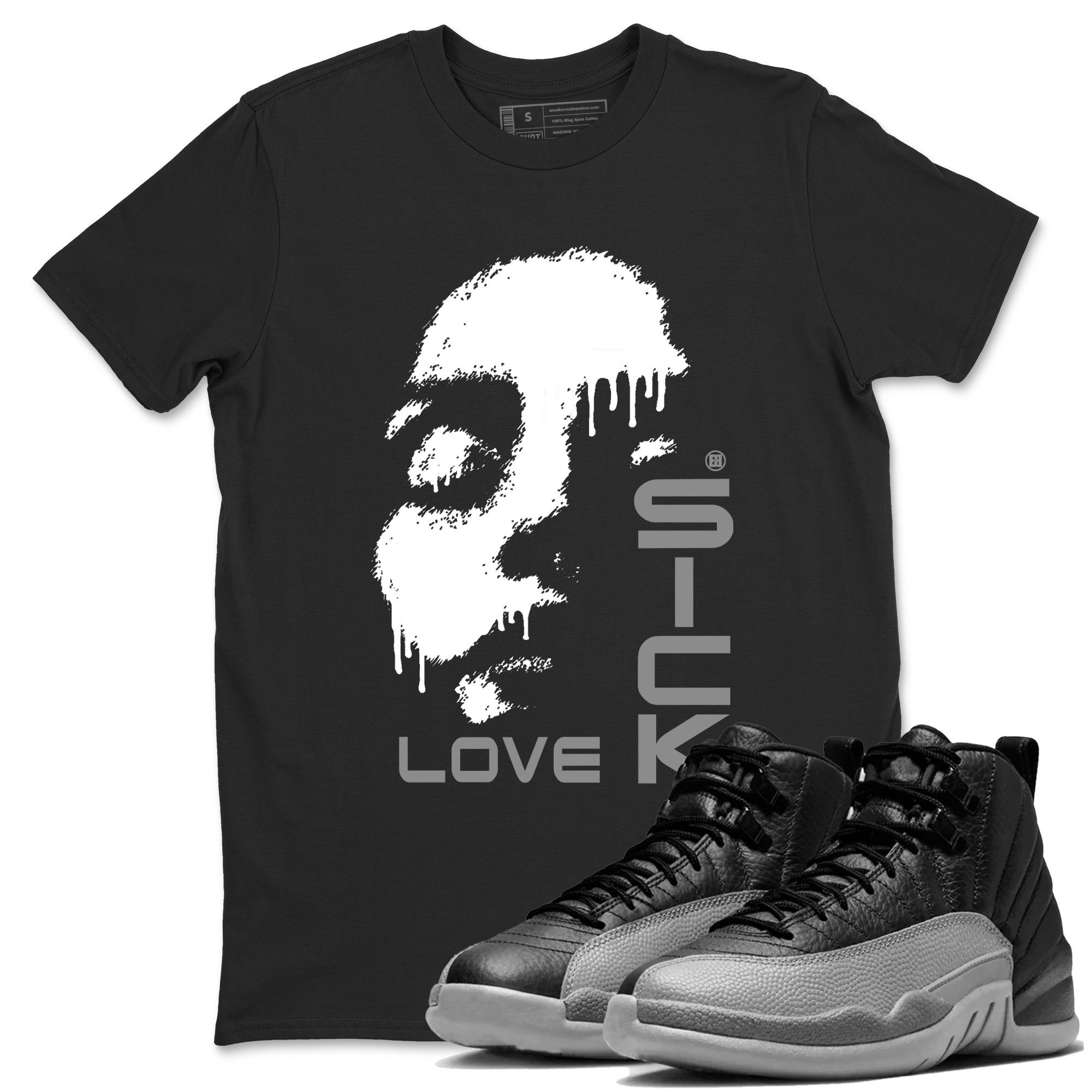 Love Sick snkmatch Tees - Air Jordan 12 Black Wolf Grey