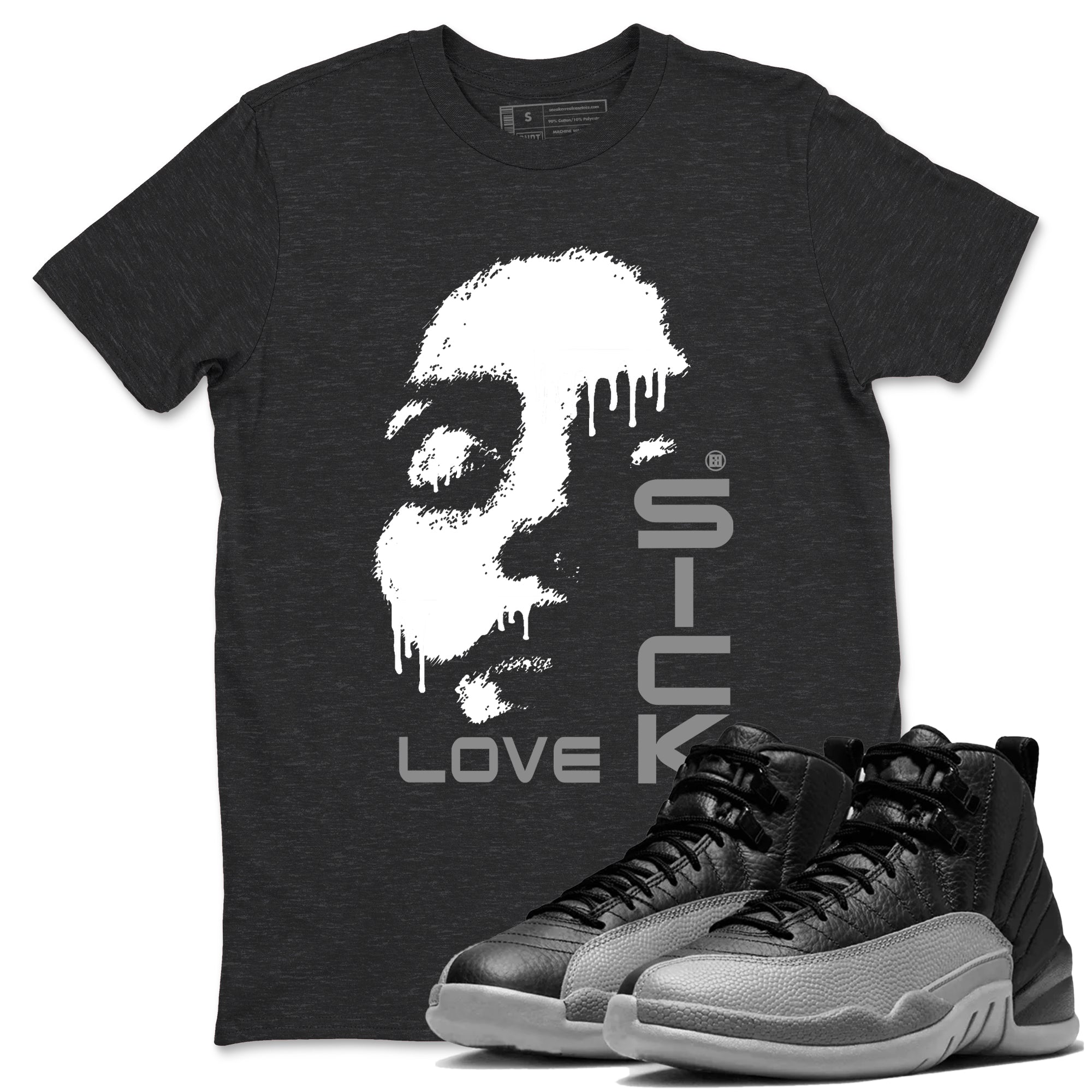 Love Sick snkmatch Tees - Air Jordan 12 Black Wolf Grey