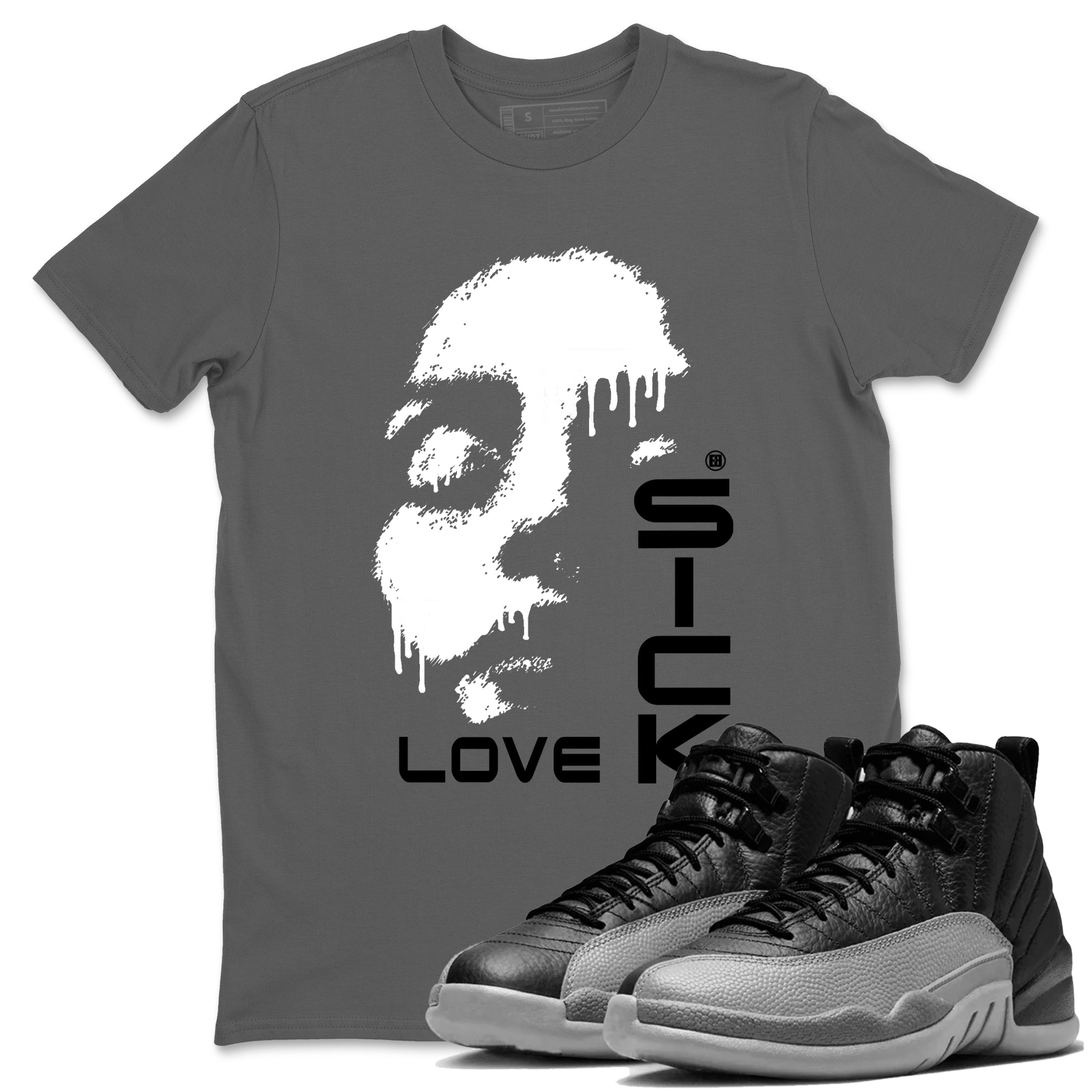Love Sick snkmatch Tees - Air Jordan 12 Black Wolf Grey