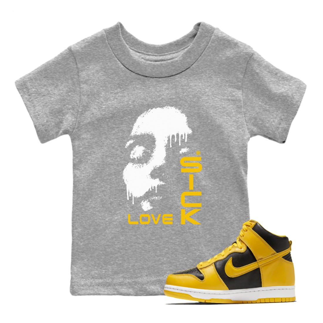 Love Sick snkmatch Tees Kids - Dunk High Pollen