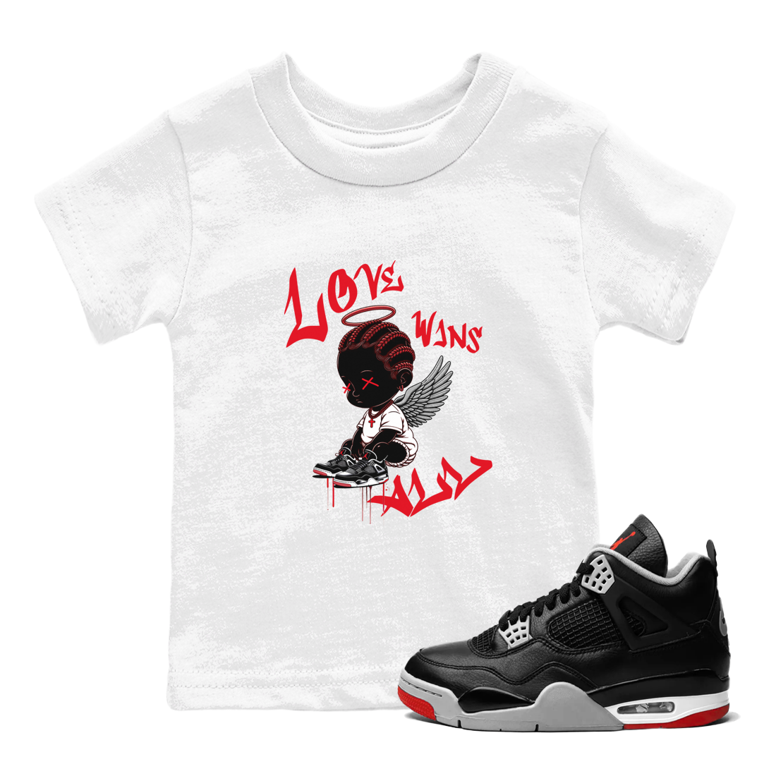 Love Wins All snkmatch Tees Kids - Air Jordan 4 Bred Reimagined