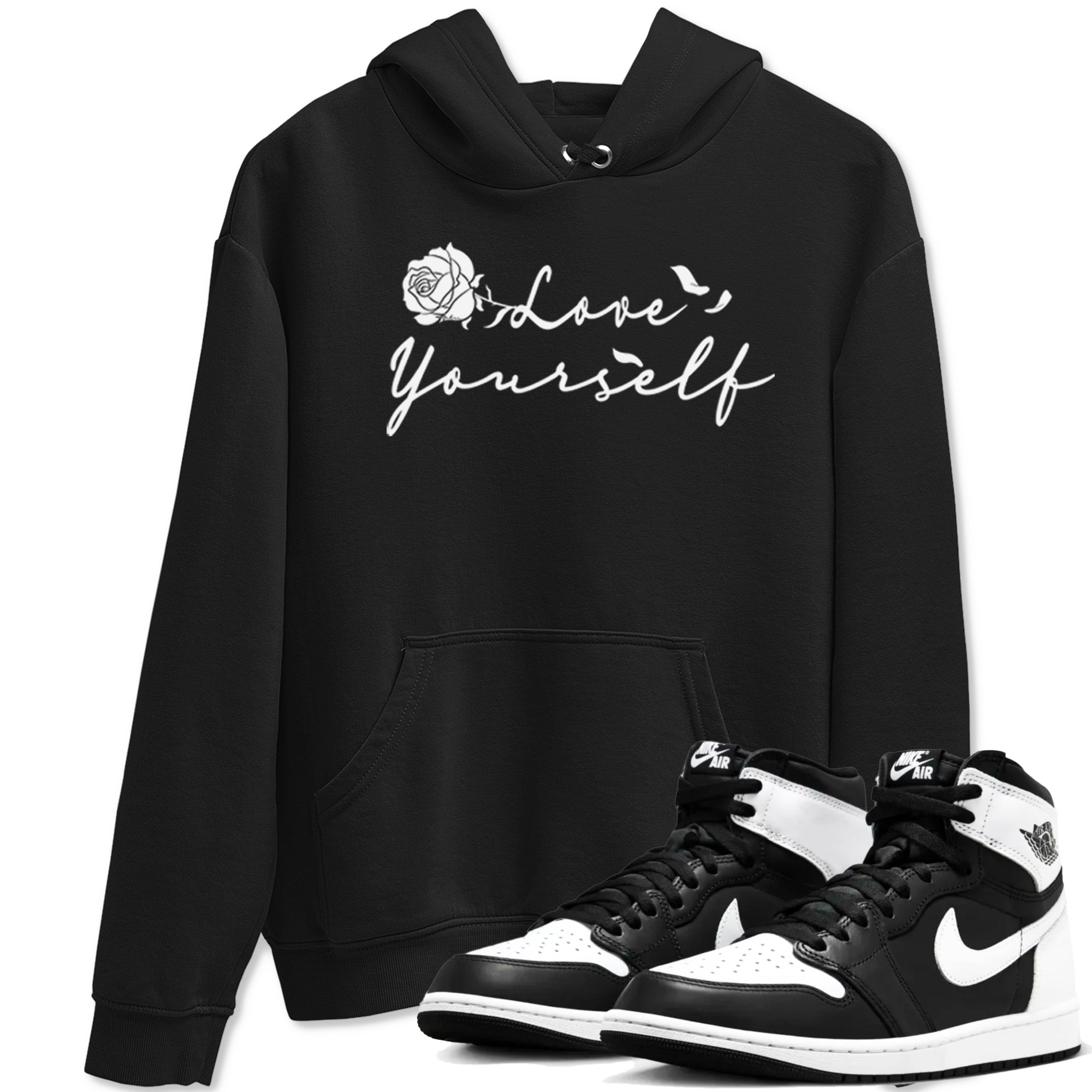 Love Yourself snkmatch Tees - Air Jordan 1 Black White