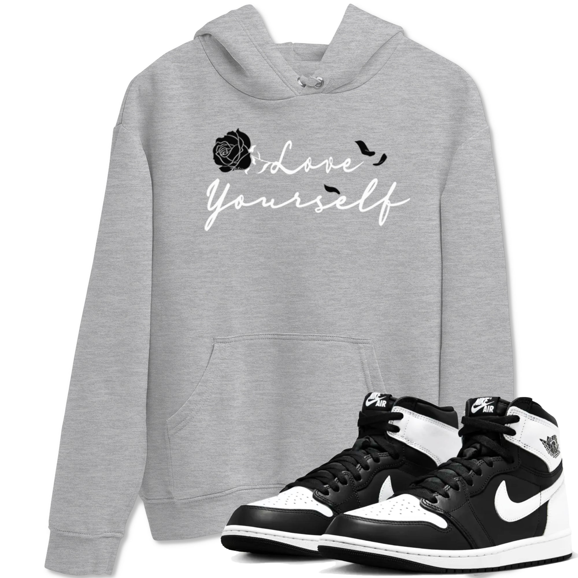 Love Yourself snkmatch Tees - Air Jordan 1 Black White