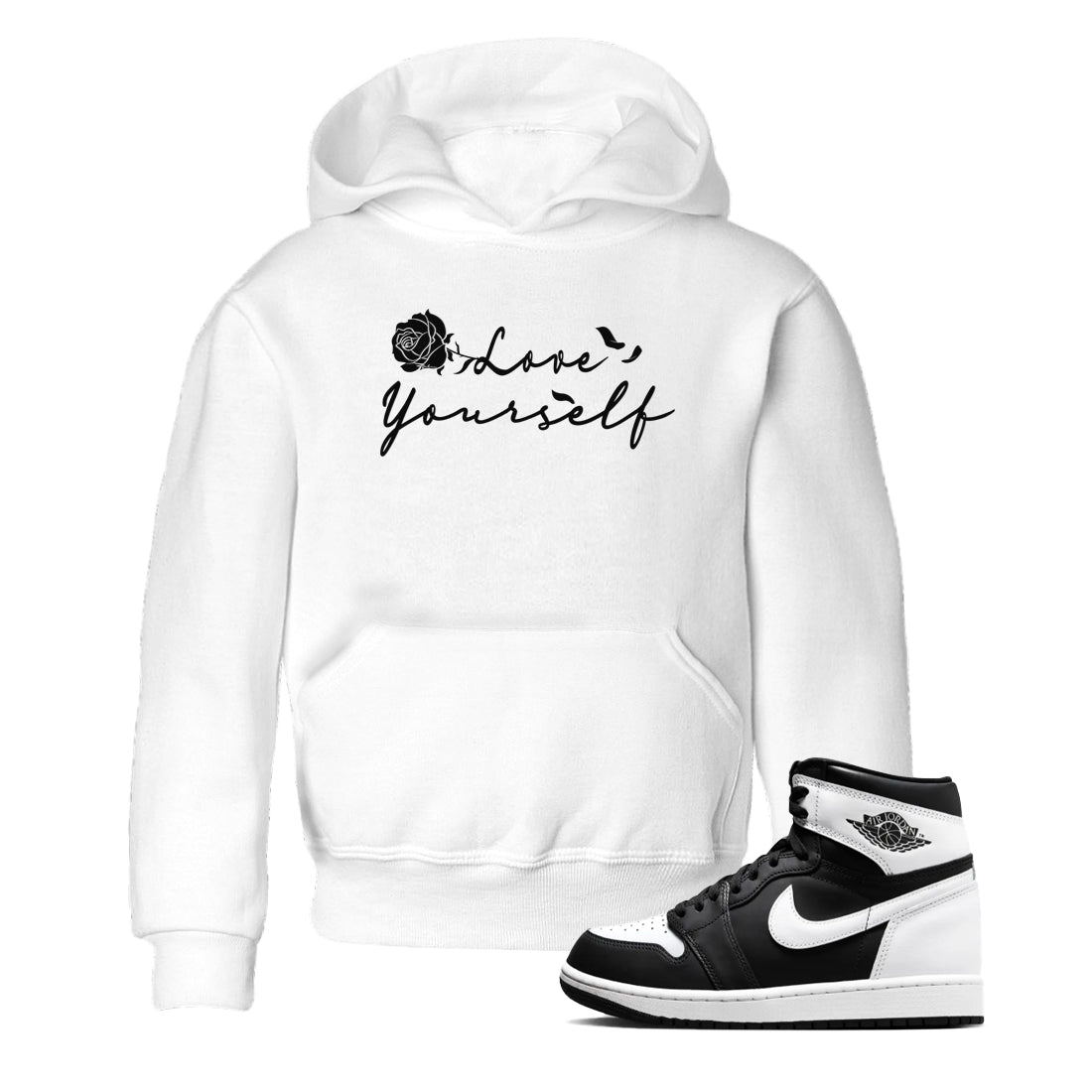 Love Yourself snkmatch Tees Kids - Air Jordan 1 Black White