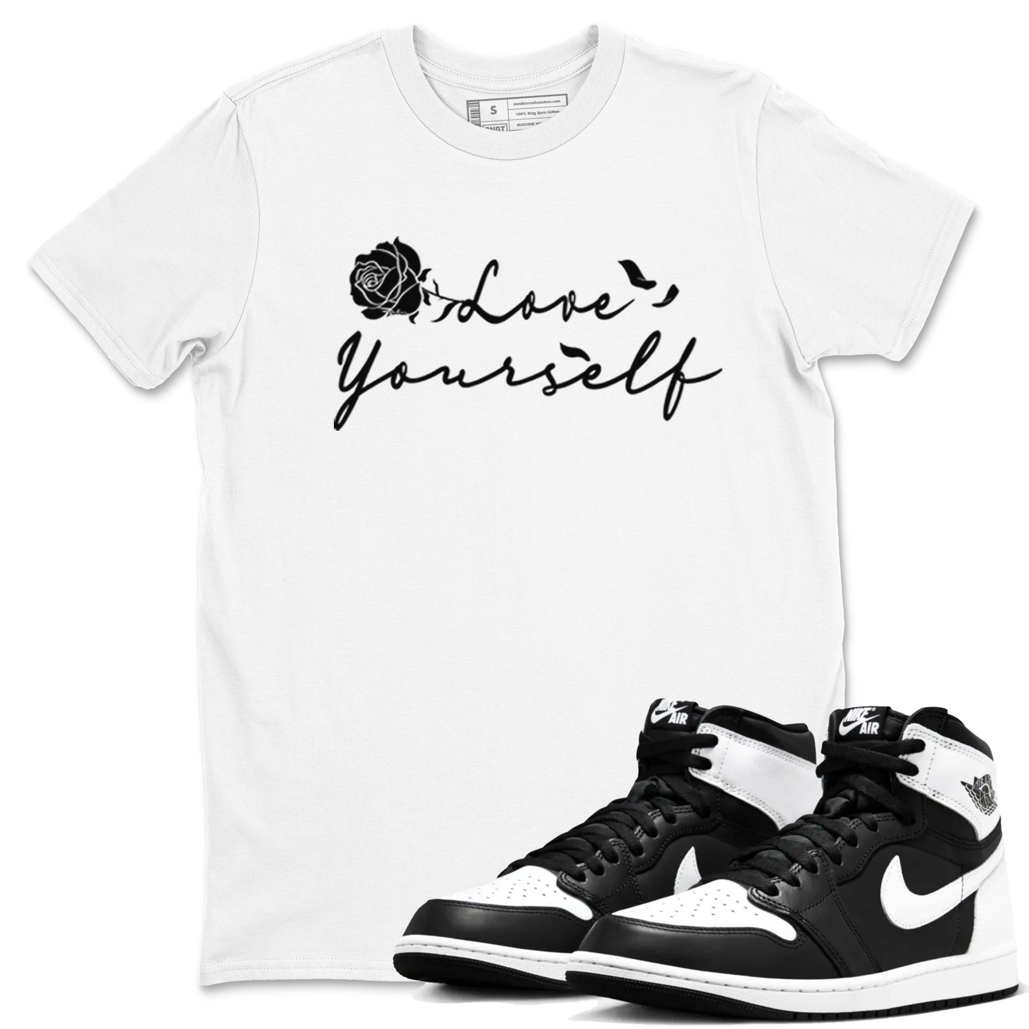 Love Yourself snkmatch Tees - Air Jordan 1 Black White