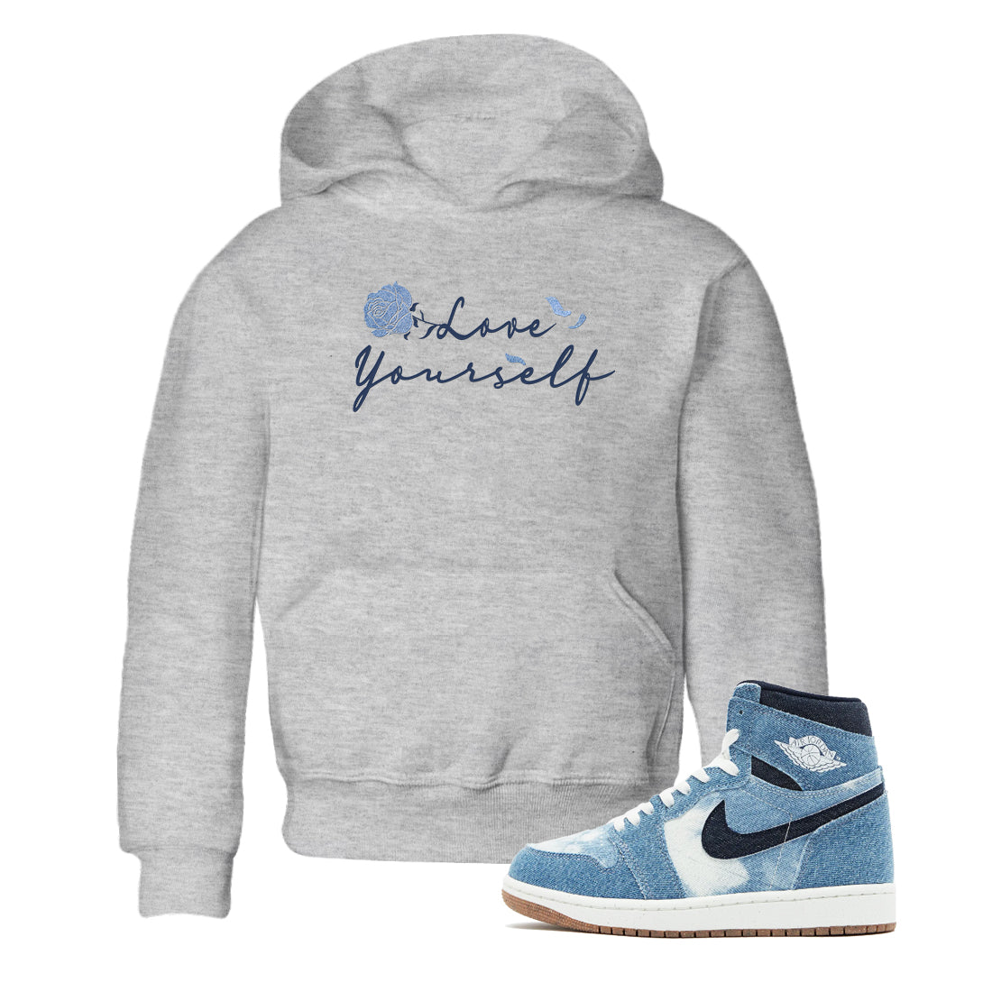 Love Yourself snkmatch Tees Kids - Air Jordan 1 Denim 2024