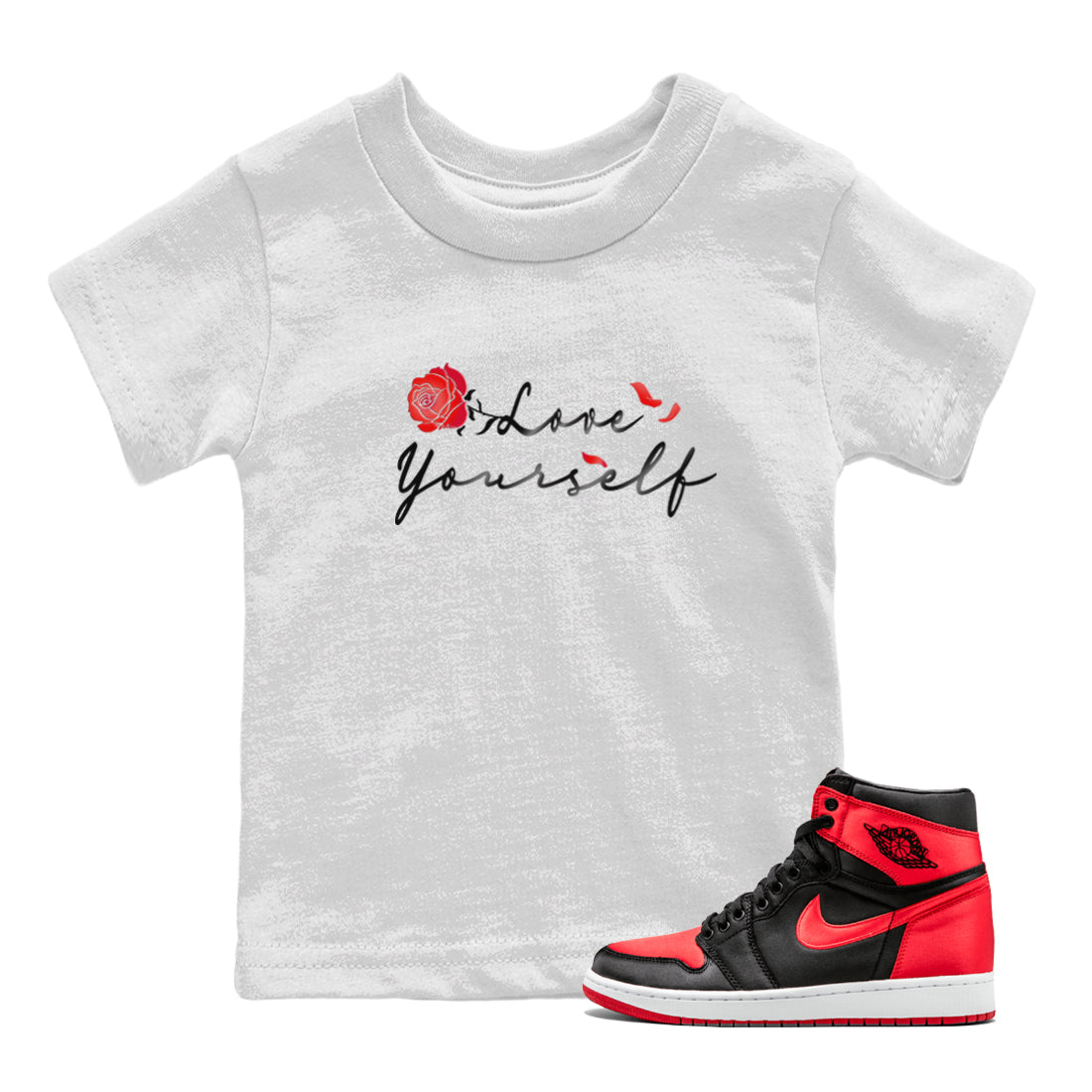 Love Yourself snkmatch Tee Kids - Air Jordan 1 Satin Bred