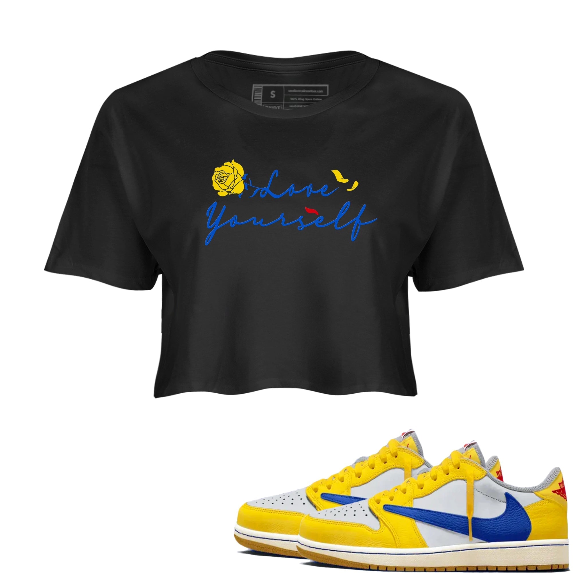 Love Yourself snkmatch Women's Top - Air Jordan 1 Travis Scott Canary