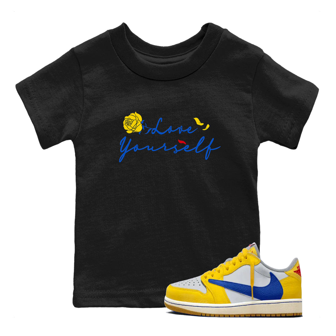 Love Yourself snkmatch Tees Kids - Air Jordan 1 Travis Scott Canary