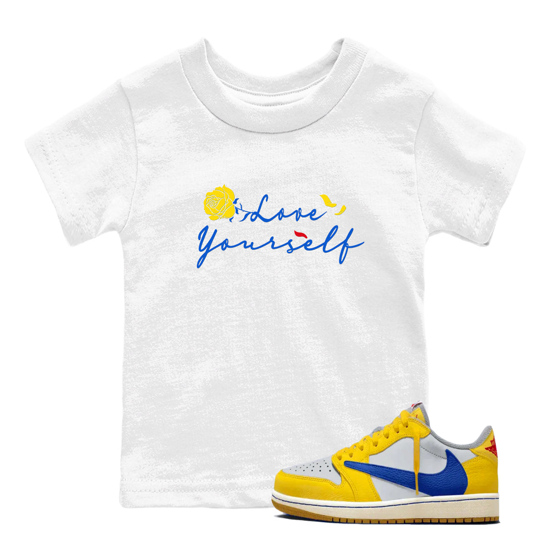 Love Yourself snkmatch Tees Kids - Air Jordan 1 Travis Scott Canary