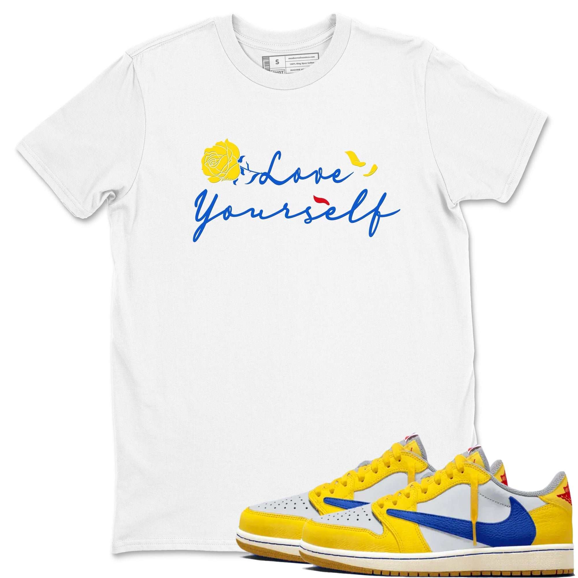 Love Yourself snkmatch Tees - Air Jordan 1 Travis Scott Canary