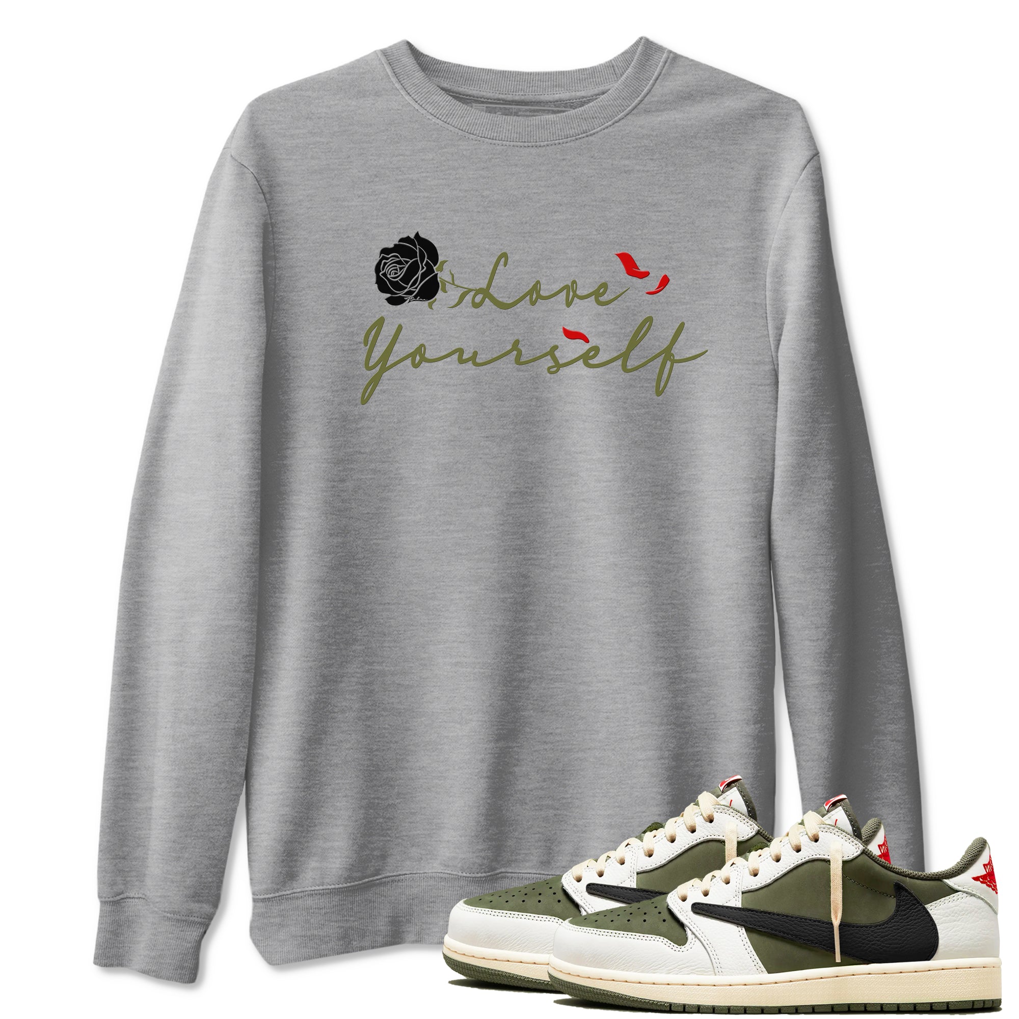 Love Yourself snkmatch Tees - Air Jordan 1 Travis Scott Medium Olive