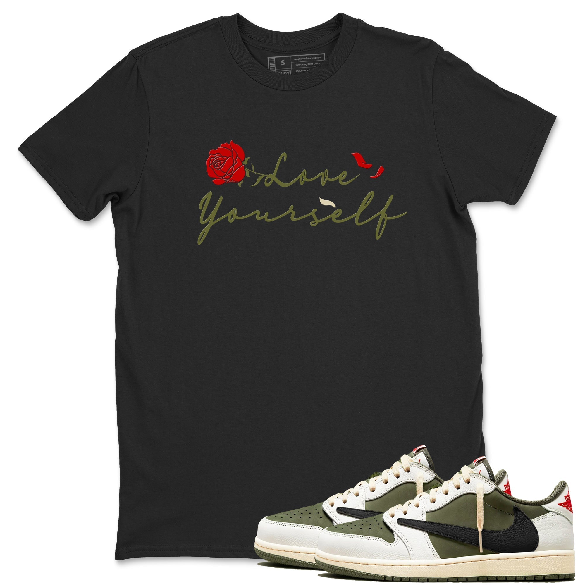 Love Yourself snkmatch Tees - Air Jordan 1 Travis Scott Medium Olive