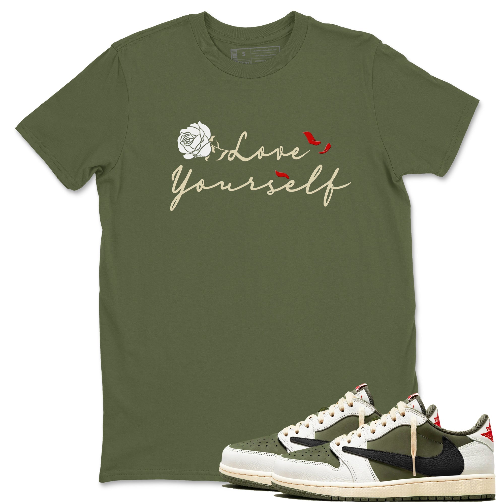Love Yourself snkmatch Tees - Air Jordan 1 Travis Scott Medium Olive