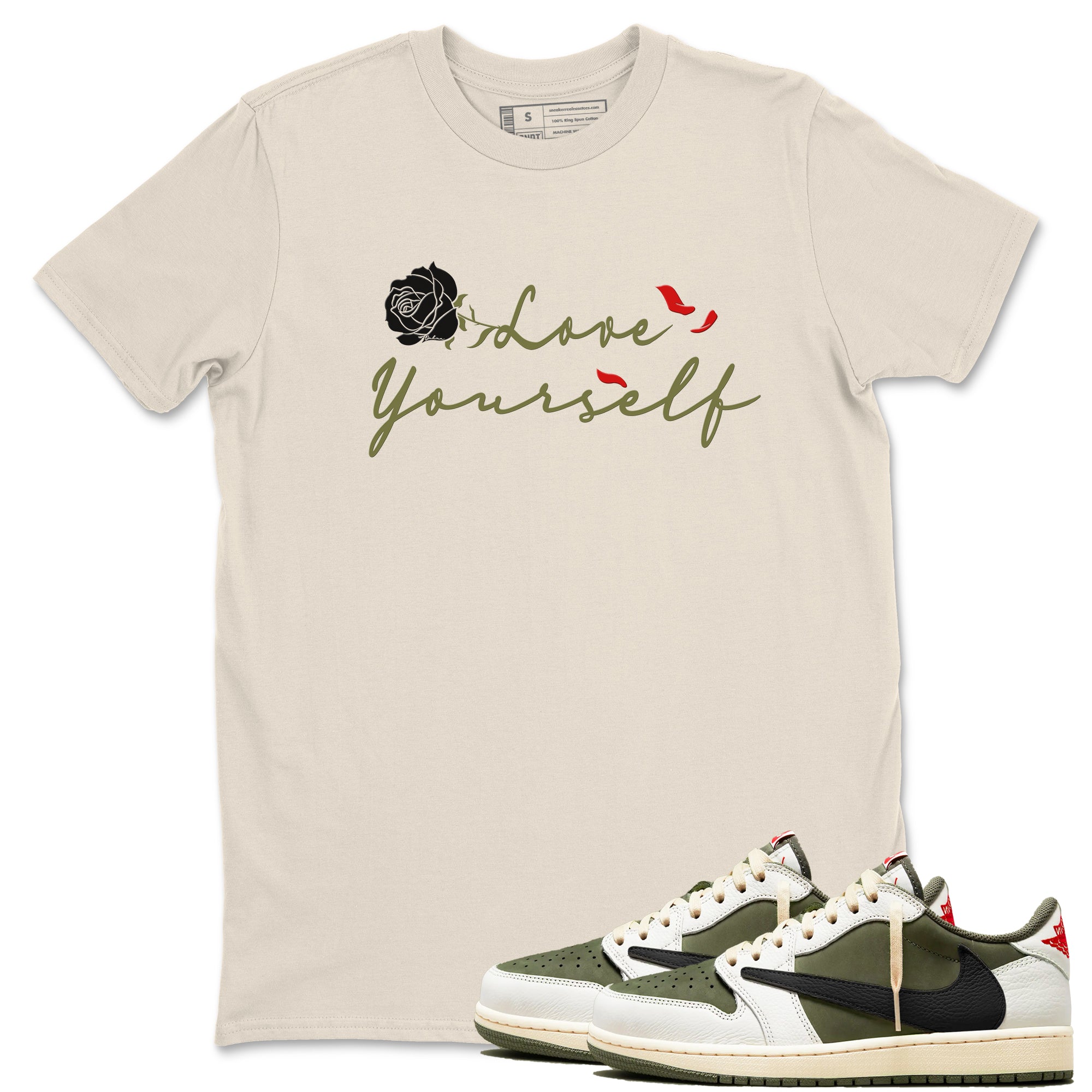 Love Yourself snkmatch Tees - Air Jordan 1 Travis Scott Medium Olive