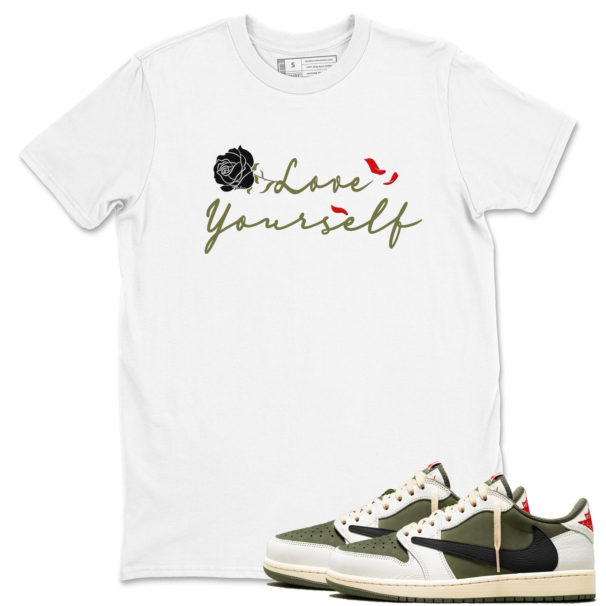 Love Yourself snkmatch Tees - Air Jordan 1 Travis Scott Medium Olive