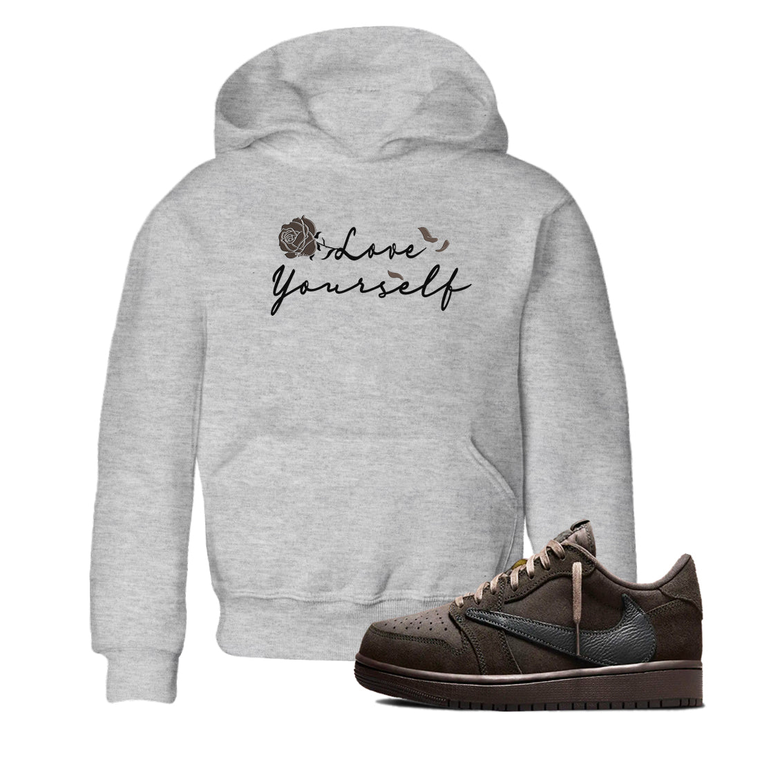 Love Yourself snkmatch Tees Kids - Air Jordan 1 Travis Scott Velvet Brown