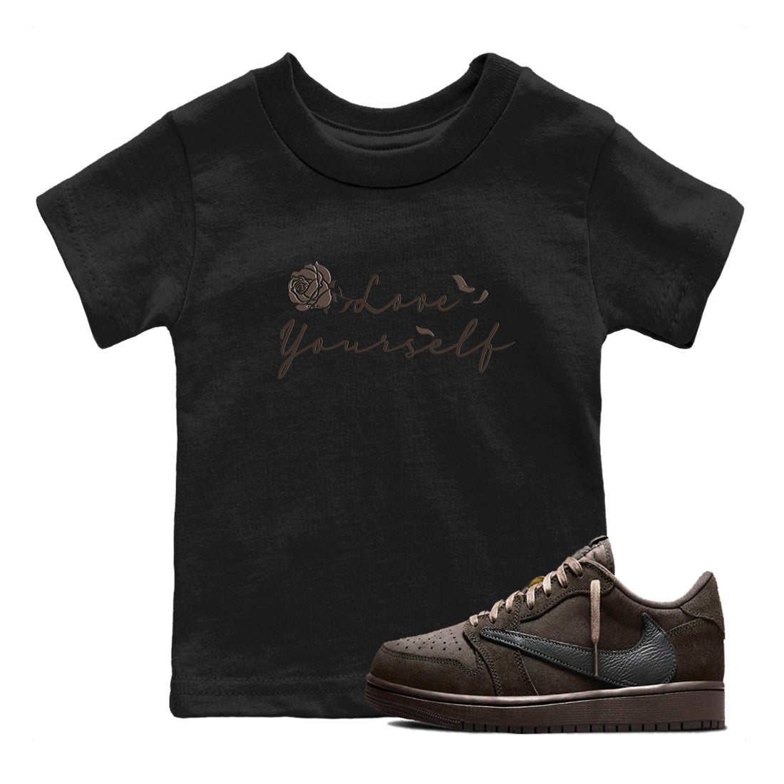 Love Yourself snkmatch Tees Kids - Air Jordan 1 Travis Scott Velvet Brown