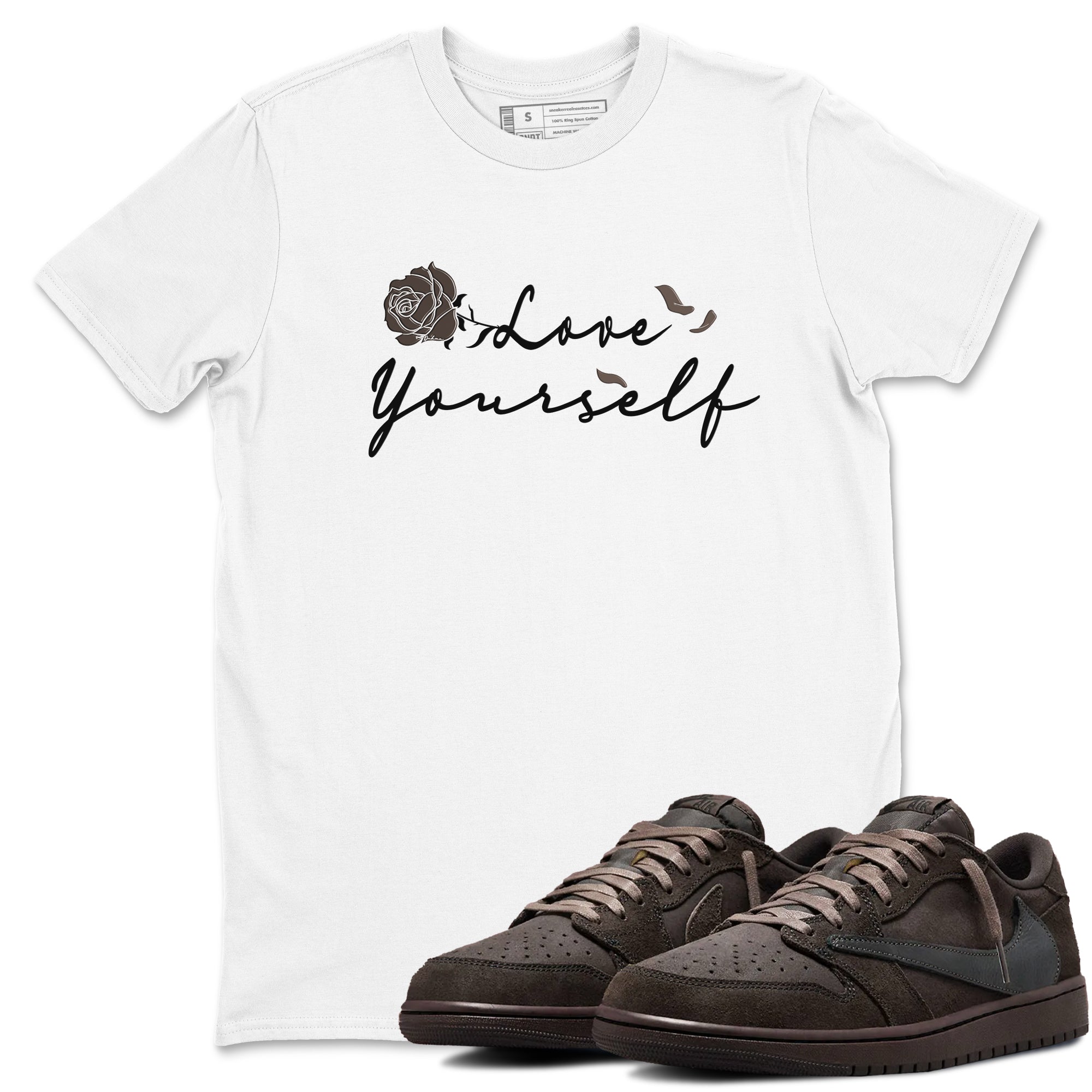 Love Yourself snkmatch Tees - Air Jordan 1 Travis Scott Velvet Brown