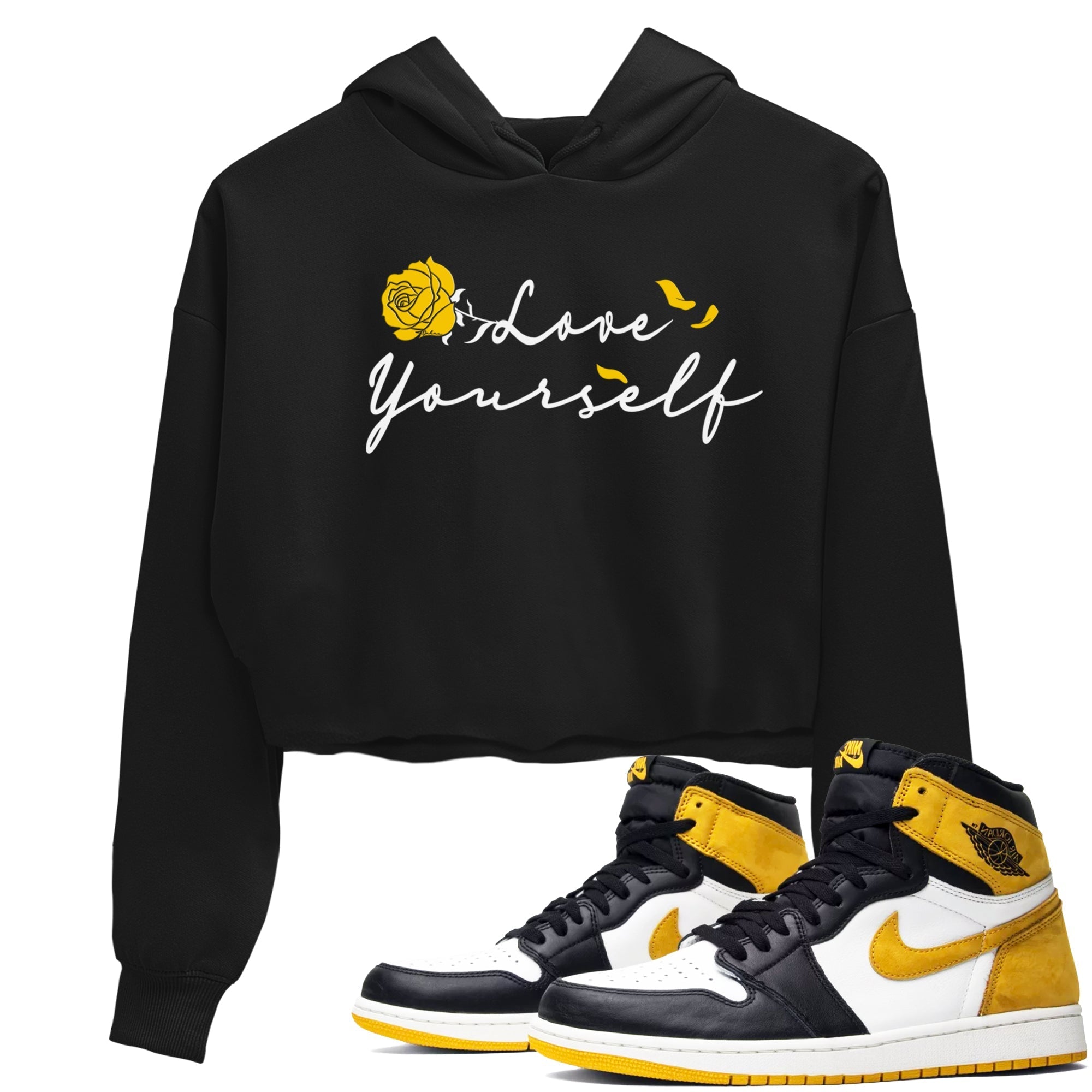 Love Yourself snkmatch Tees Crop Top - Air Jordan 1 Yellow Ochre