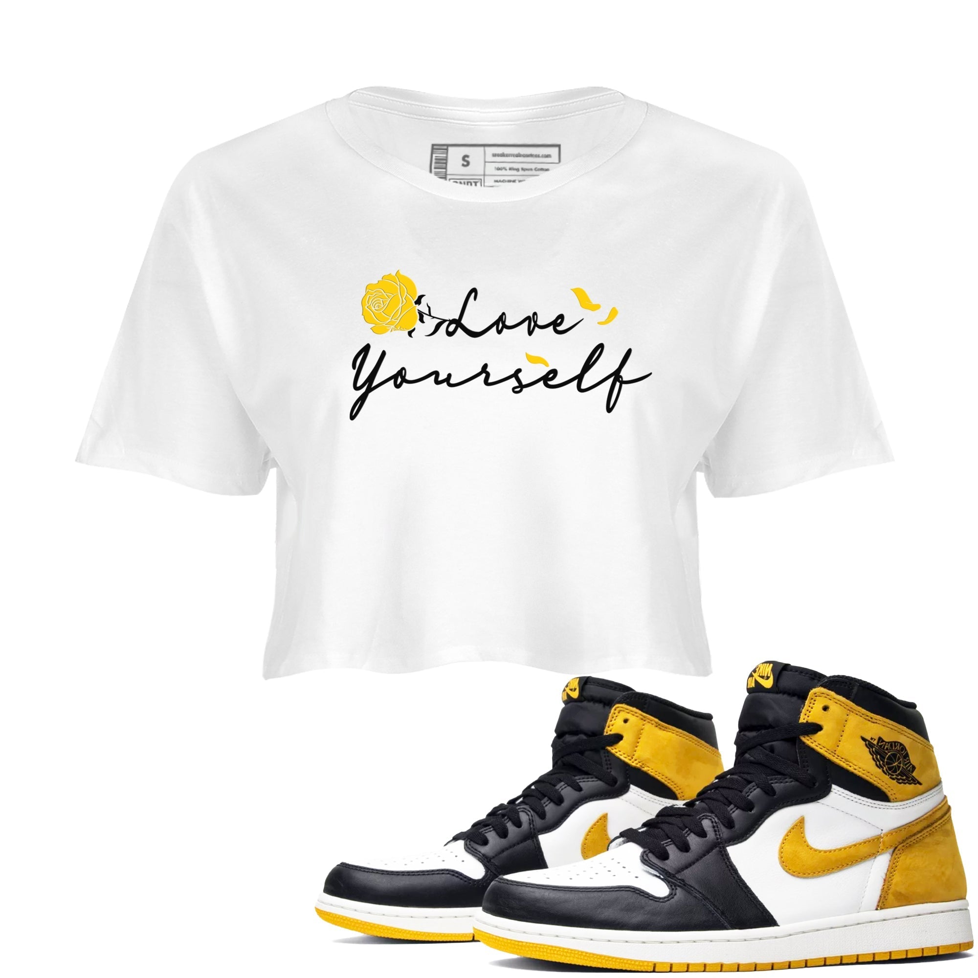 Love Yourself snkmatch Tees Crop Top - Air Jordan 1 Yellow Ochre