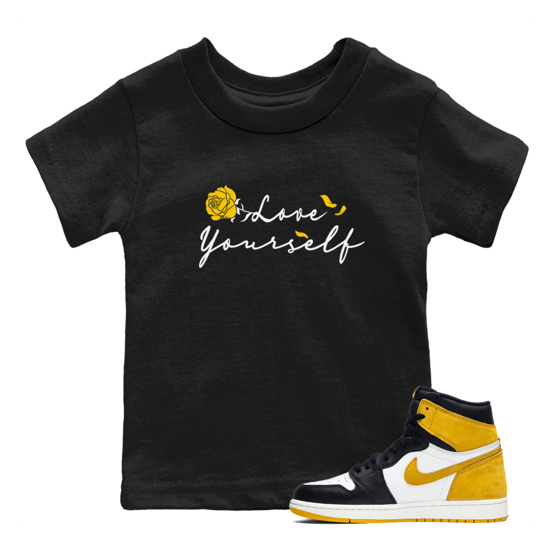 Love Yourself snkmatch Tees Kids - Air Jordan 1 Yellow Ochre
