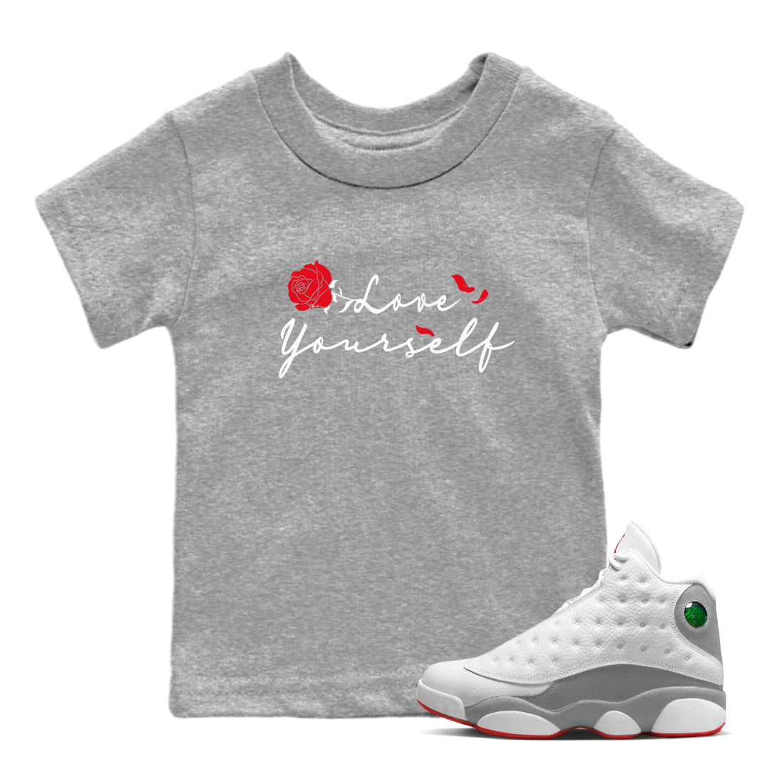 Love Yourself snkmatch Tee Kids - Air Jordan 13 Wolf Grey