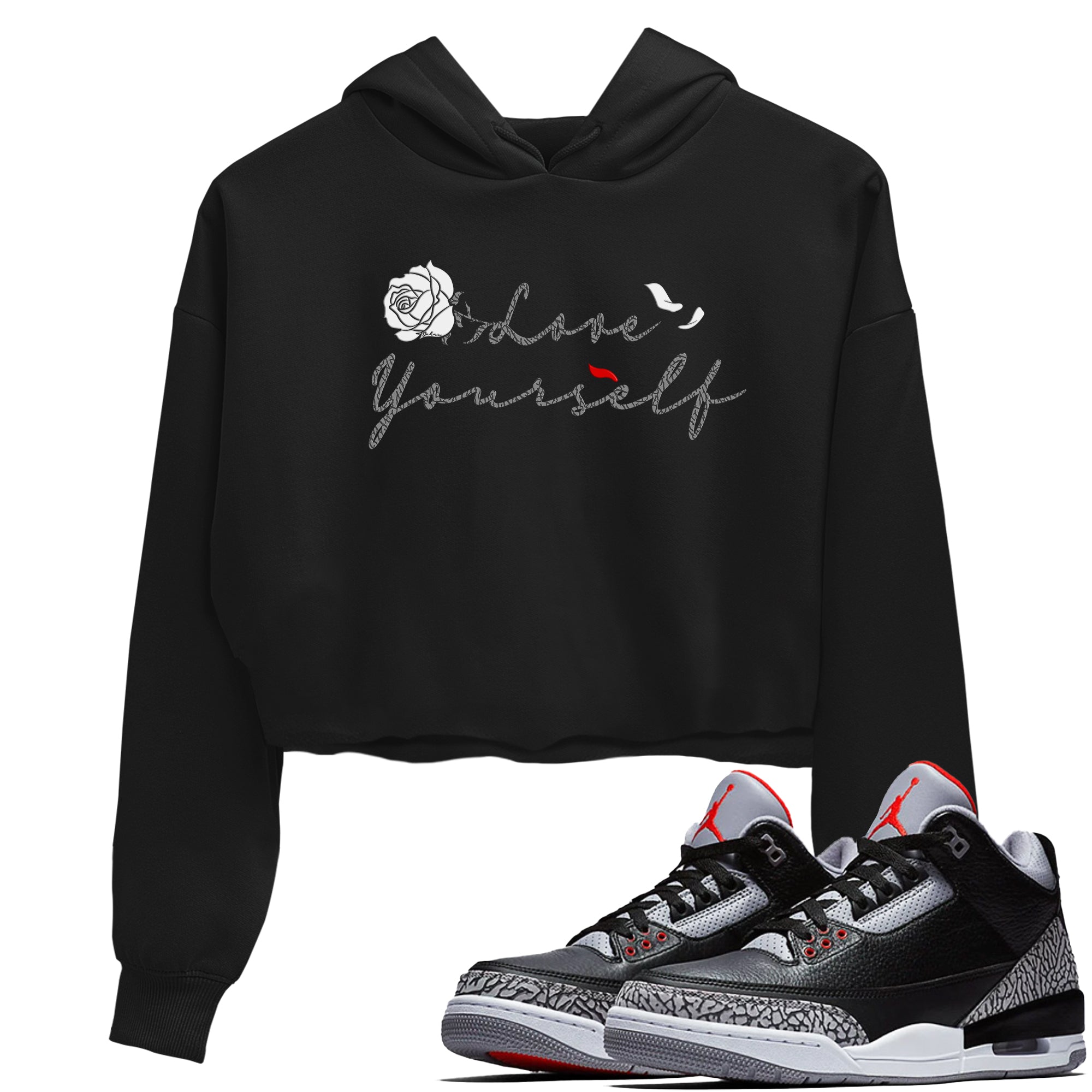 Love Yourself snkmatch Women's Top - Air Jordan  3 Black Cement