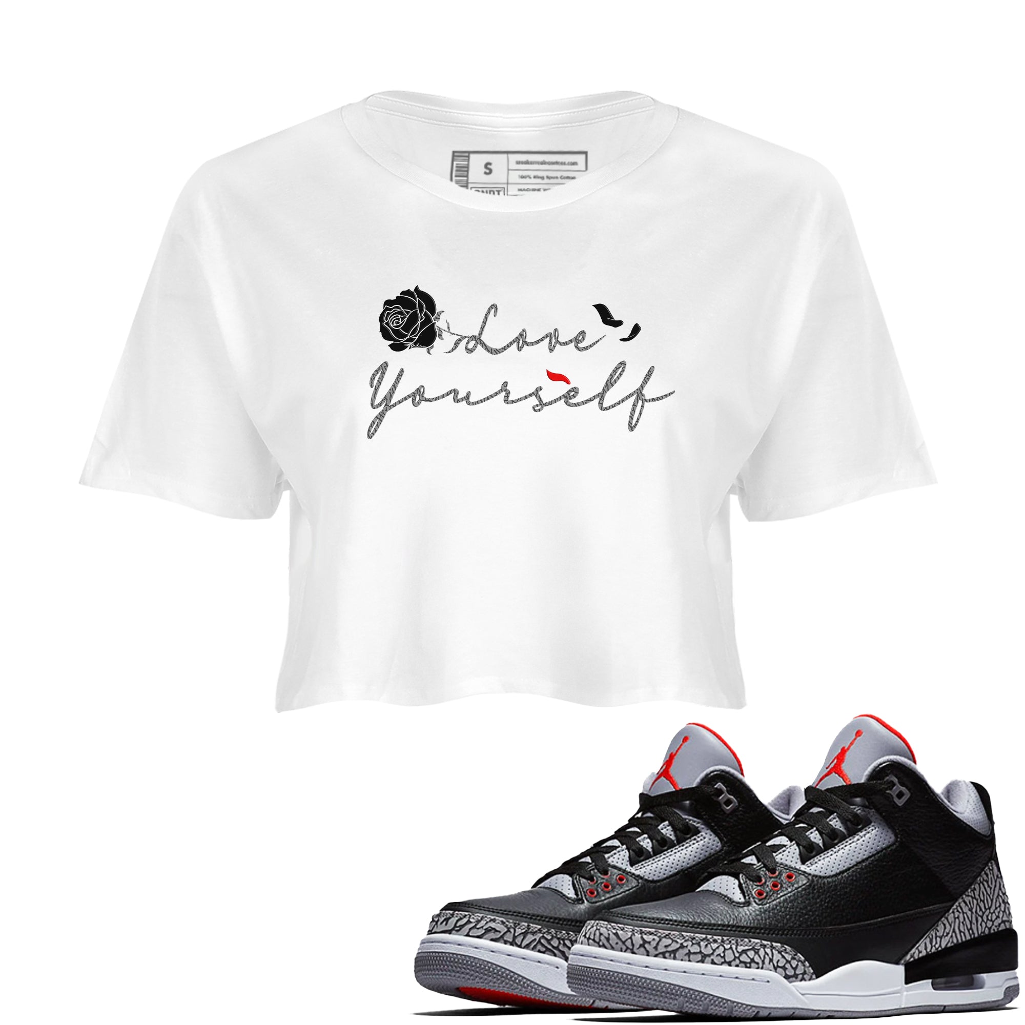 Love Yourself snkmatch Women's Top - Air Jordan  3 Black Cement