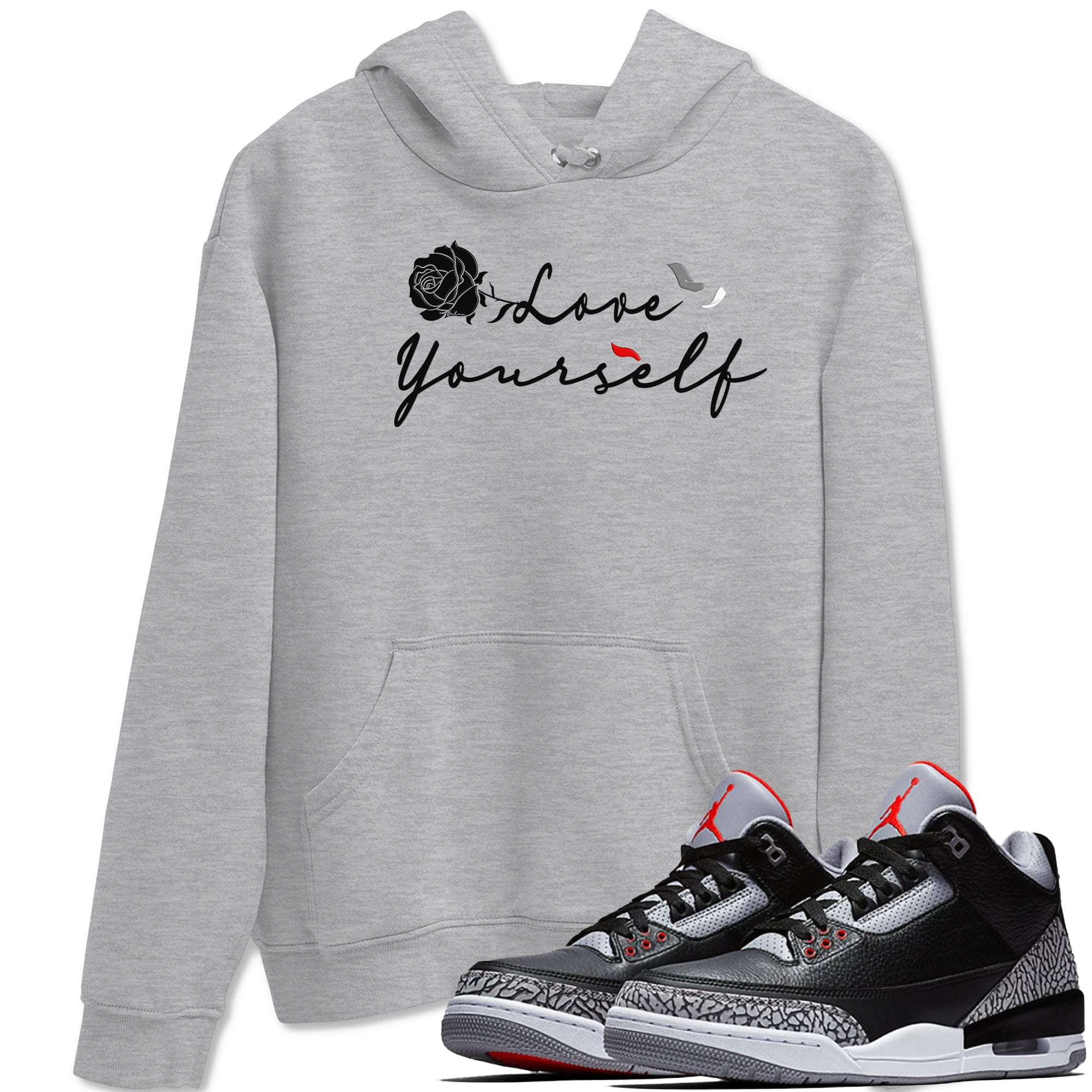 Love Yourself snkmatch Tees - Air Jordan  3 Black Cement