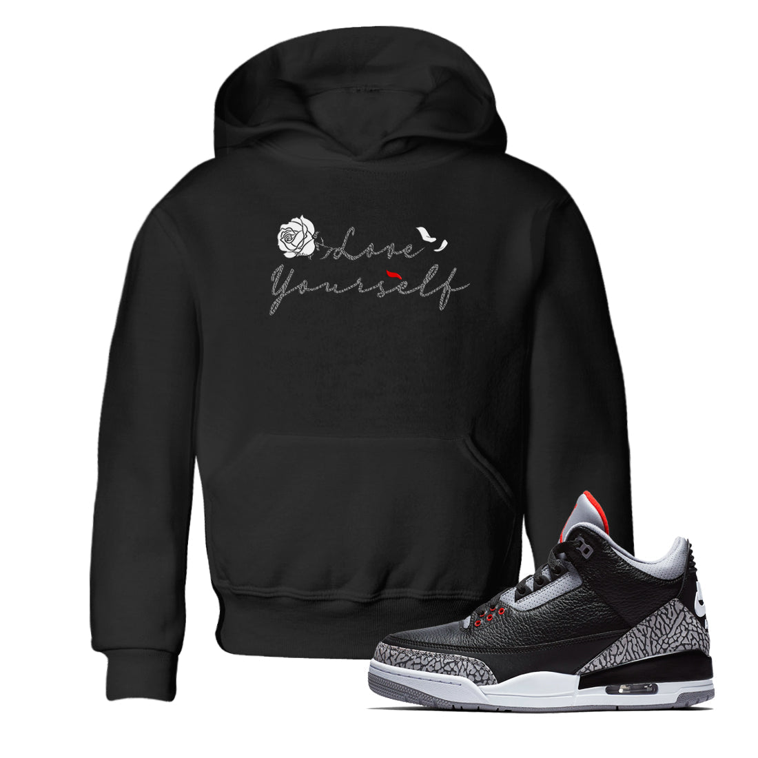 Love Yourself snkmatch Tees Kids - Air Jordan  3 Black Cement