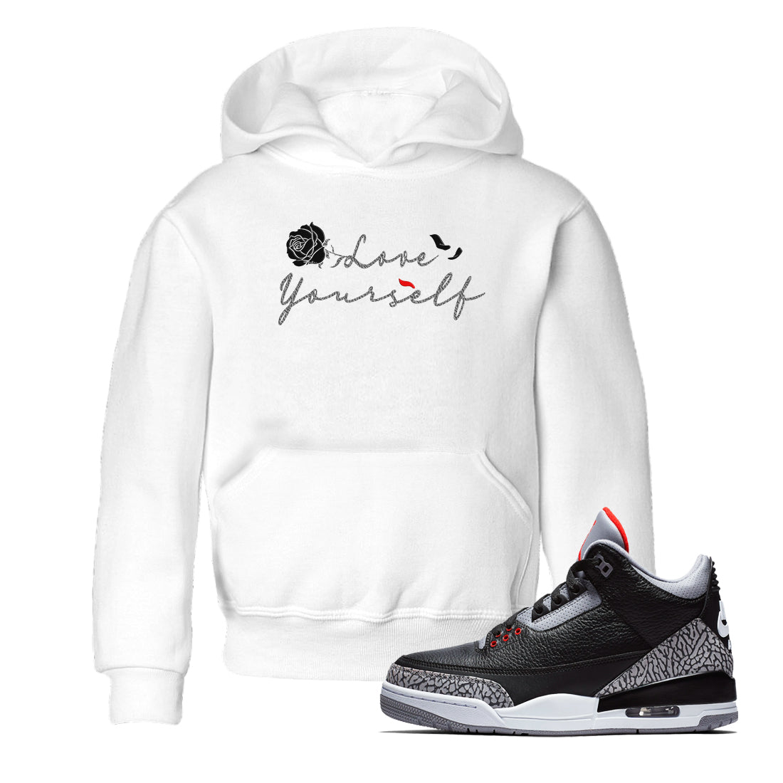 Love Yourself snkmatch Tees Kids - Air Jordan  3 Black Cement